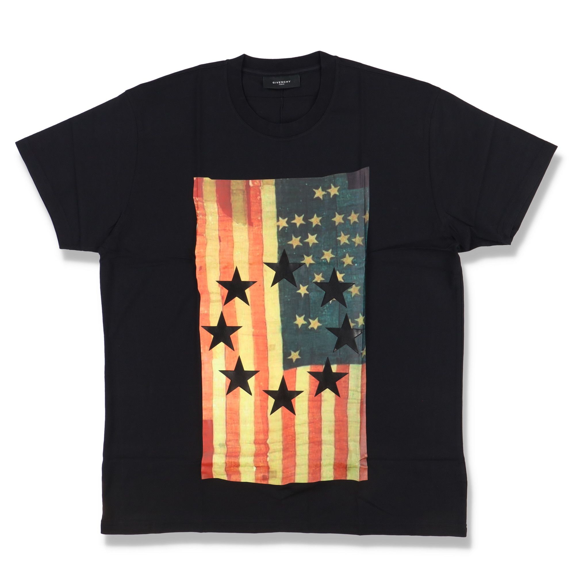 Black Star Applique Flag Print Oversized T-Shirt