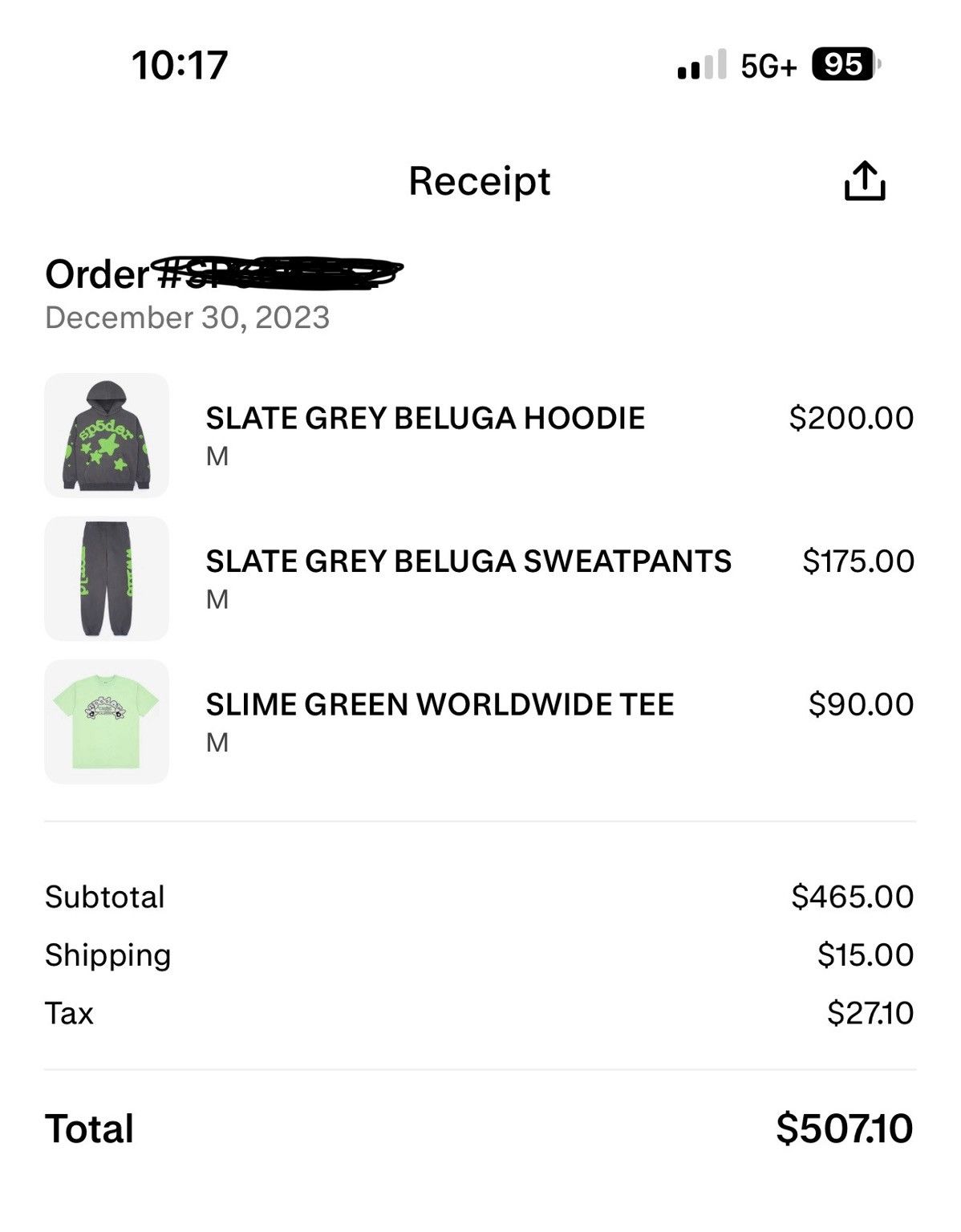 Sp5der M – Sp5der Beluga Hoodie Slate Grey Green – Authentic Size US M / EU 48-50 / 2 - 10 Thumbnail