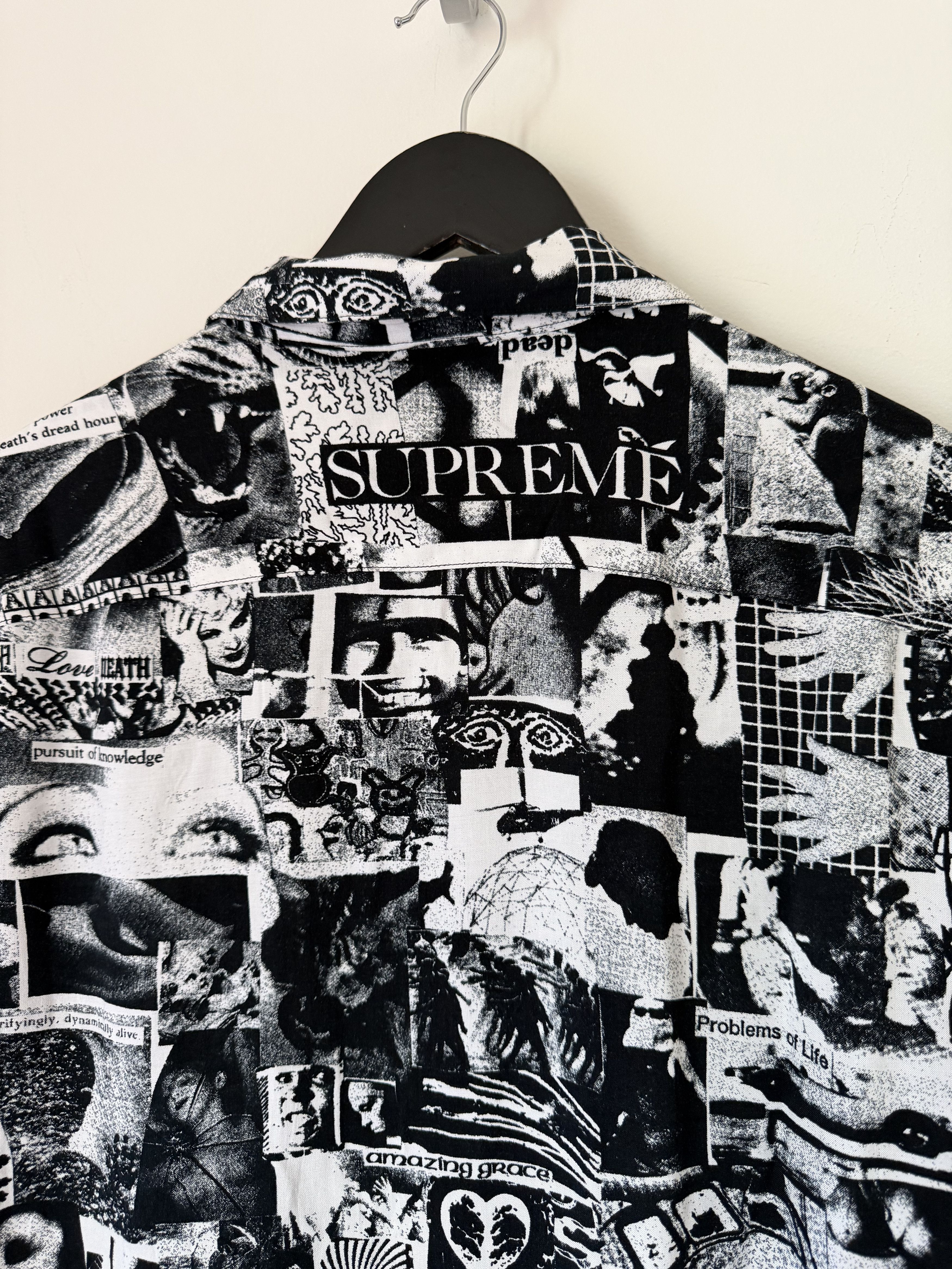 Supreme Suprem Vibrations Rayon Button Up Shirt in White Black Size US XL / EU 56 / 4 - 6 Thumbnail