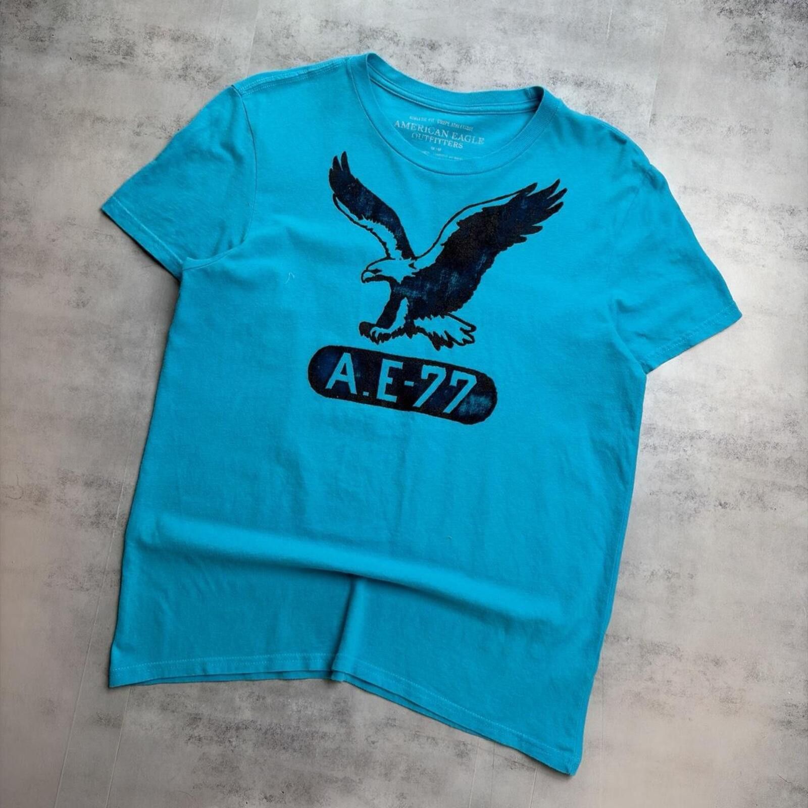 American Eagle Outfitters Y2K Teal American Eagle Grunge Gothic Skater T-Shirt Size US M / EU 48-50 / 2 - 2 Thumbnail