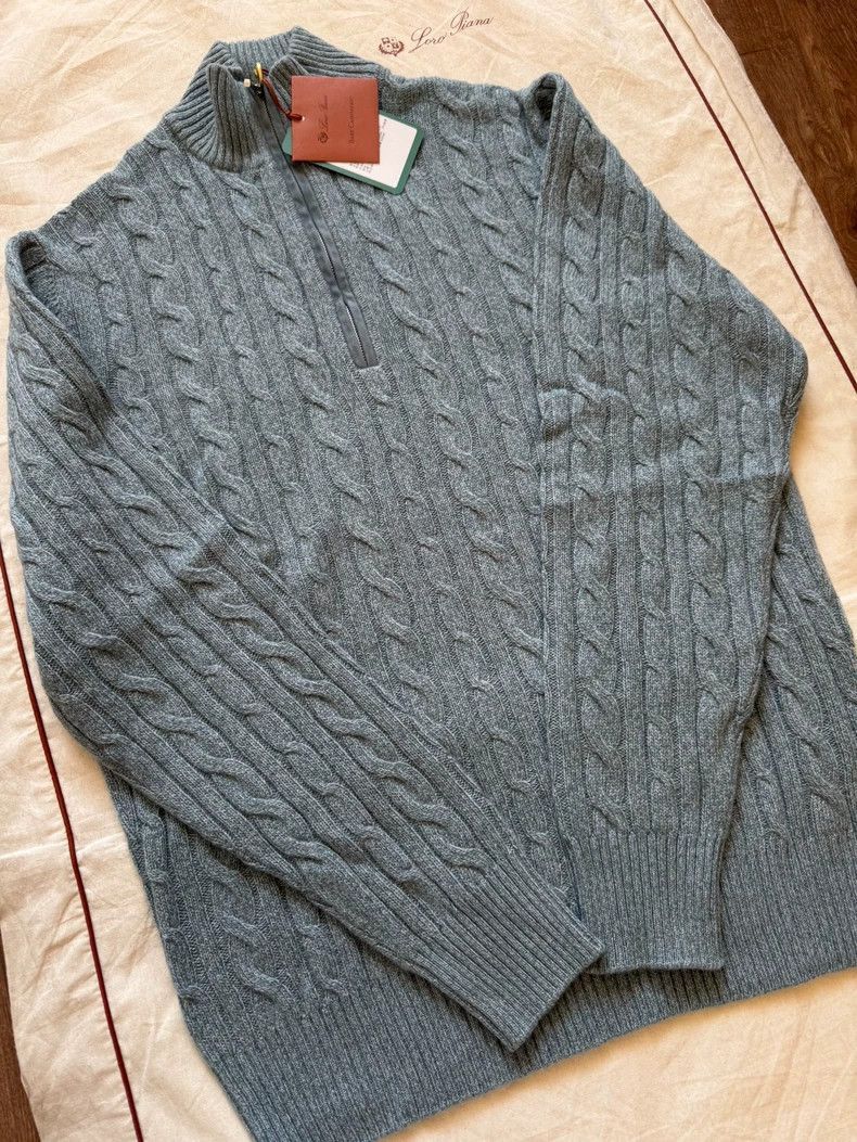 Loro Piana Loro Piana Men's Cashmere Cable Knit Sweater- Size US L / EU 52-54 / 3 - 3 Thumbnail