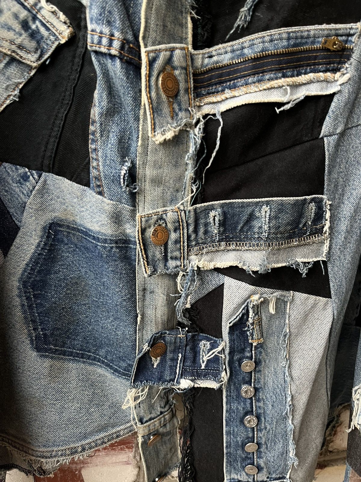 Japanese Brand × Levi's × Vintage Vintage Levi’s Rare denim patchwork jacket 501 pants Size US XL / EU 56 / 4 - 2 Thumbnail