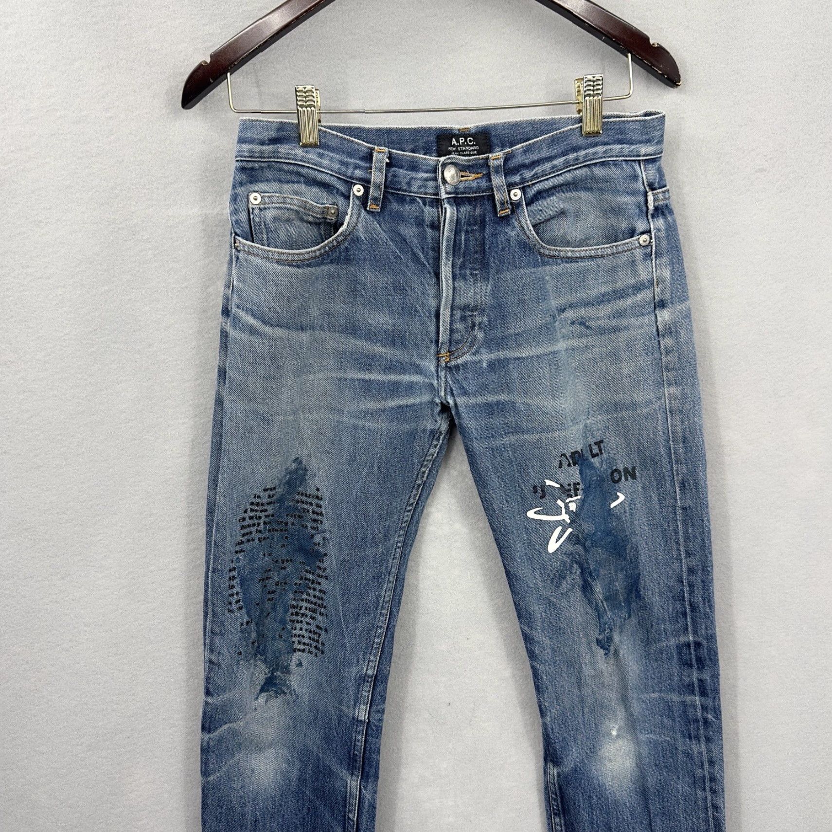 A.P.C. VINTAGE A.P.C. Selvedge Distressed Denim Jeans Women 28 Painted Academia Skull Grunge Jeans Size 28" / US 6 / IT 42 - 3 Thumbnail
