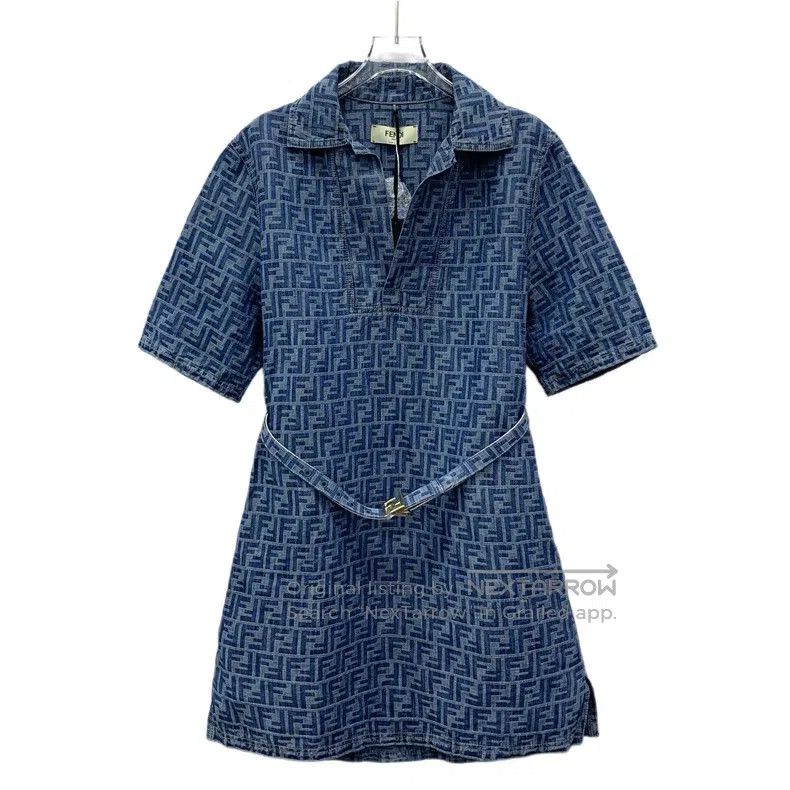 blue and white fendi dress FENDI LIGHT BLUE FF VISCOSE DRESS  EYE LUXURY CONCIERGE