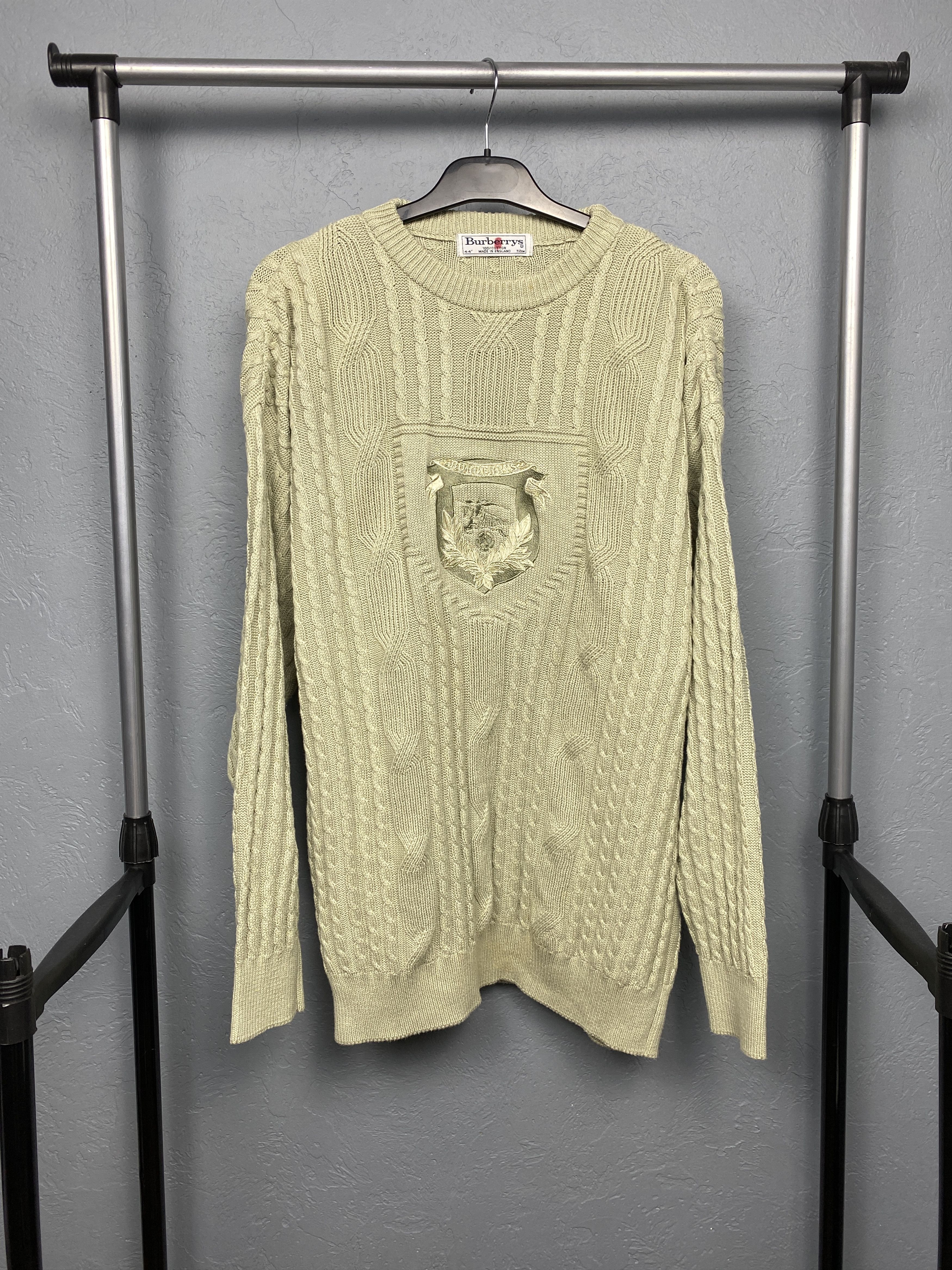 Burberry Burberrys 90s Vintage Mens Crew Neck Knit Sweater Size US L / EU 52-54 / 3 - 1 Thumbnail
