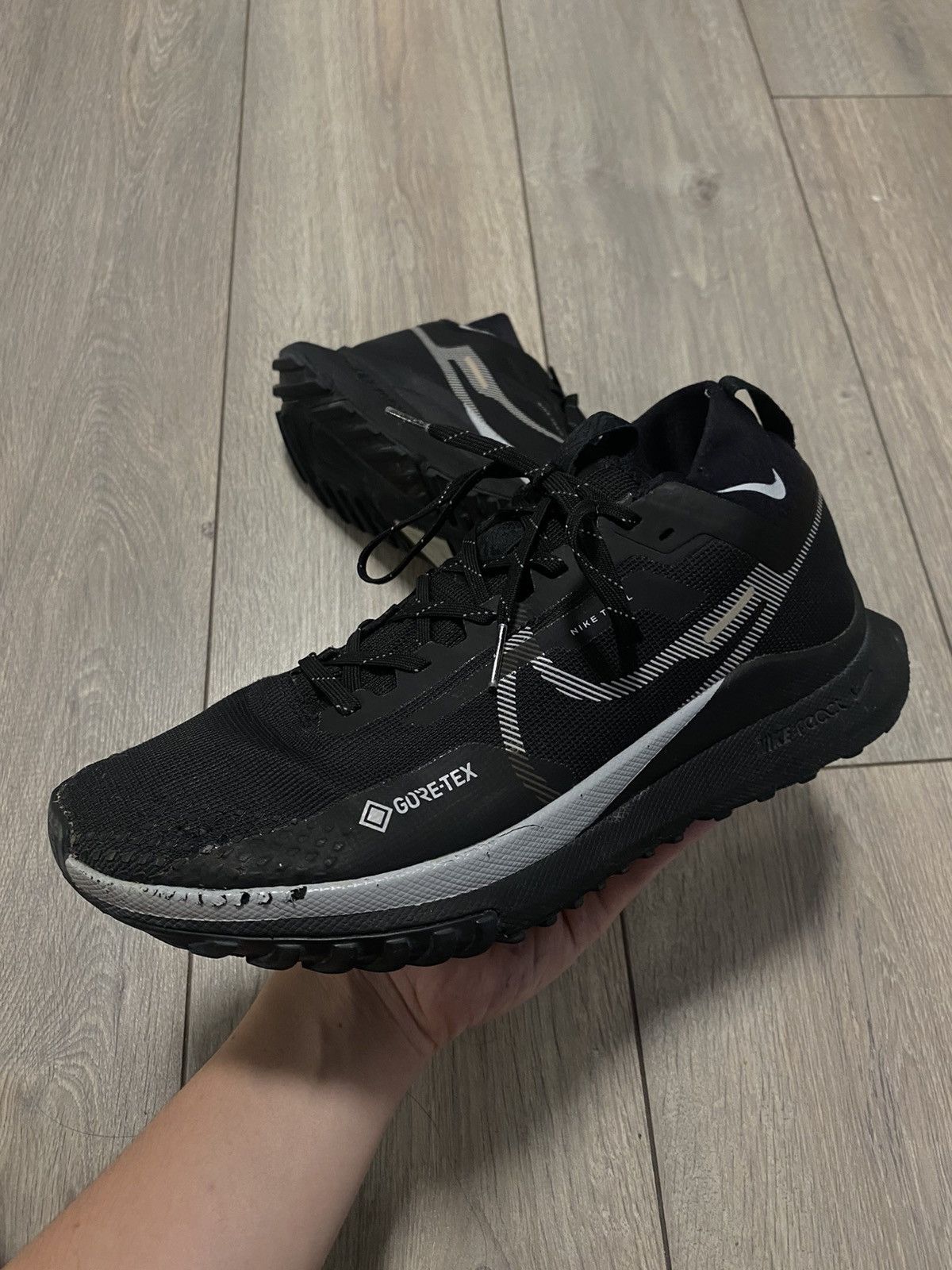 Goretex × Nike Sneakers Nike React Pegasus Trail 4 Gore Tex Black Size US 9.5 / EU 42-43 - 4 Thumbnail