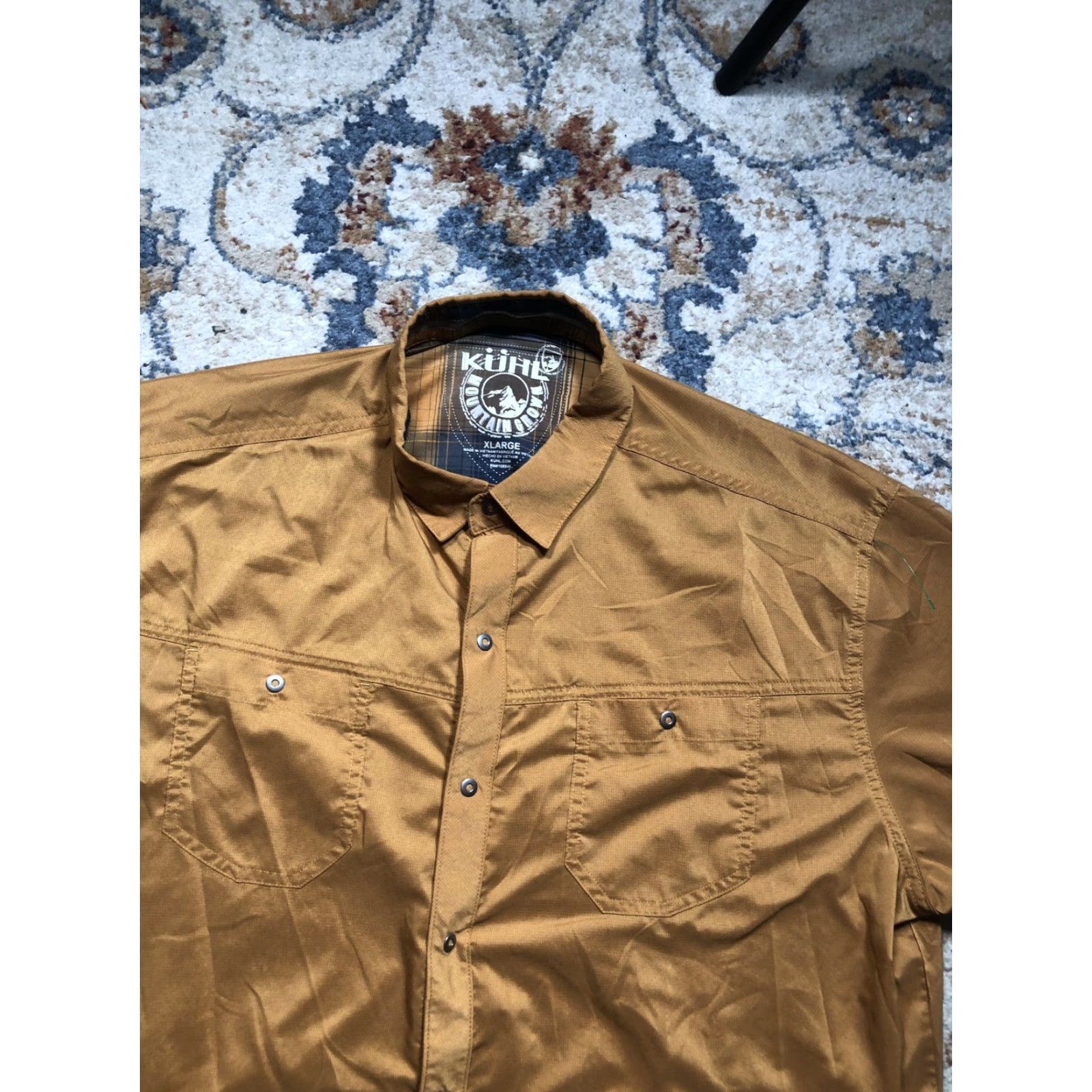 Vintage KÜHL Shirt Mens XL Brown Short Sleeve Button-Up Outdoor Hiking Pockets Trail Size US XL / EU 56 / 4 - 6 Thumbnail