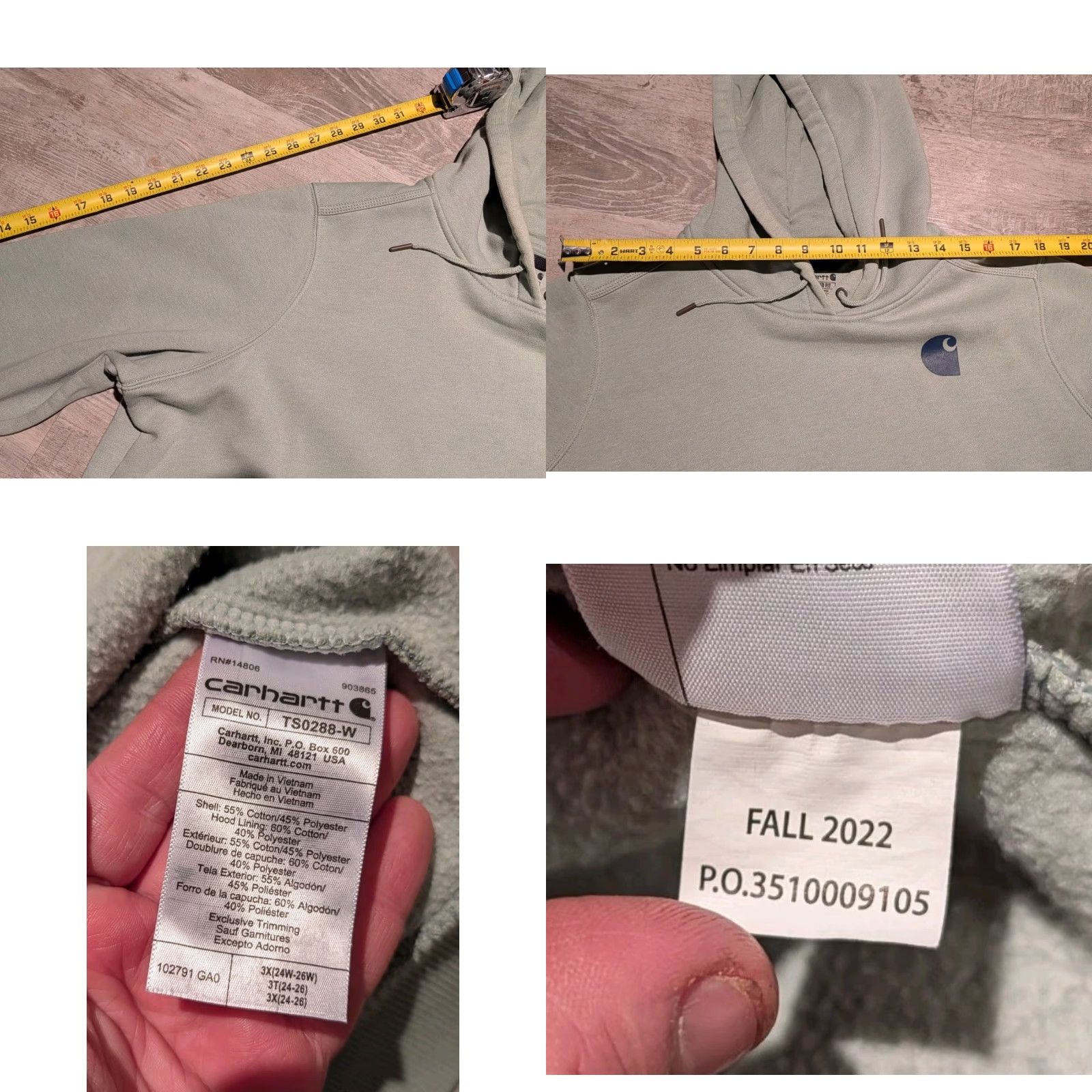 Carhartt Carhartt Sweatshirt Women Clarksburg Graphic Sleeve Mint Green Hooded 3X Activewear Size XXL / US 16-18 / IT 52-54 - 9 Thumbnail