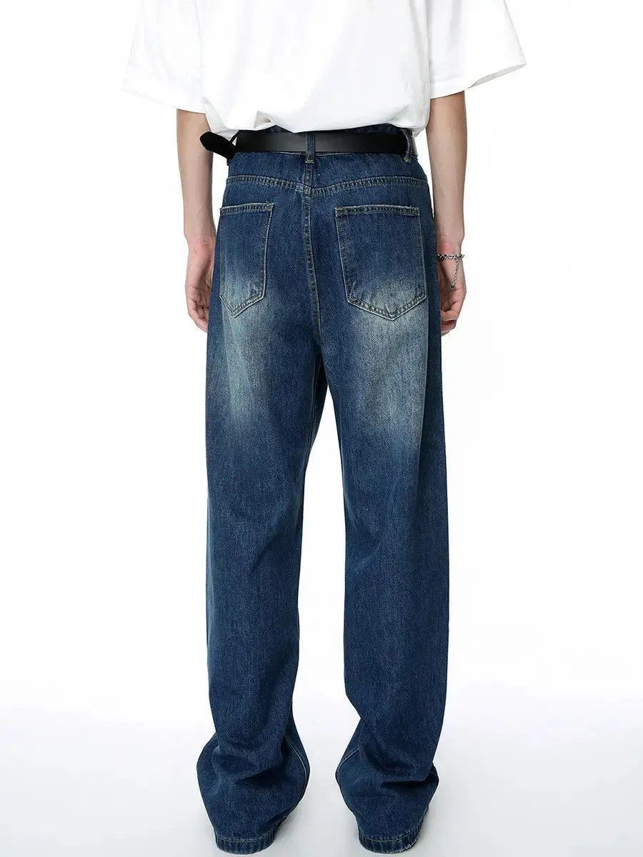 Japanese Brand Retro loose straight leg ripped jeans Size US 32 / EU 48 - 5 Thumbnail