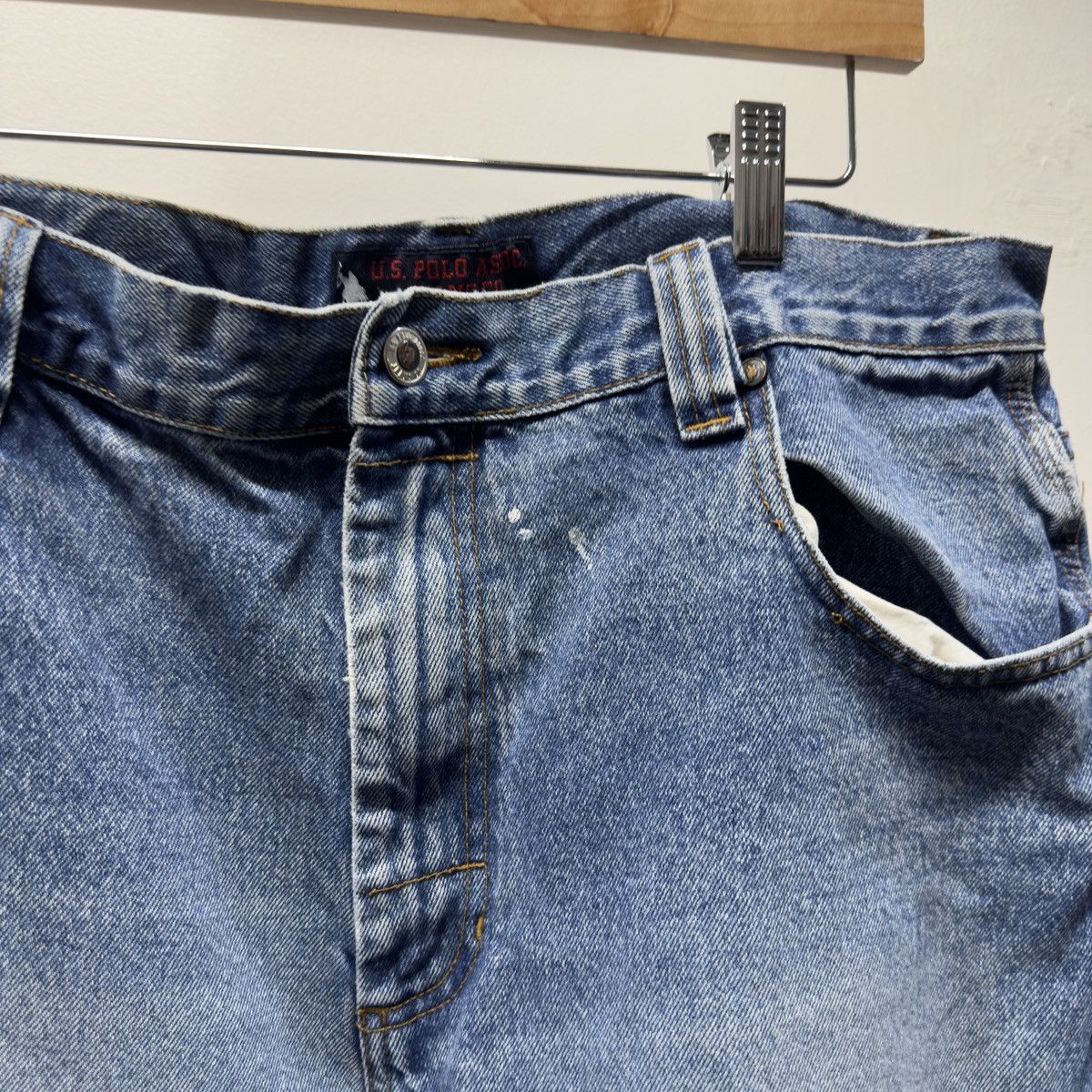 Vintage Faded Thrashed Distressed Denim Shorts Jorts ERD Grunge Size US 32 / EU 48 - 7 Thumbnail