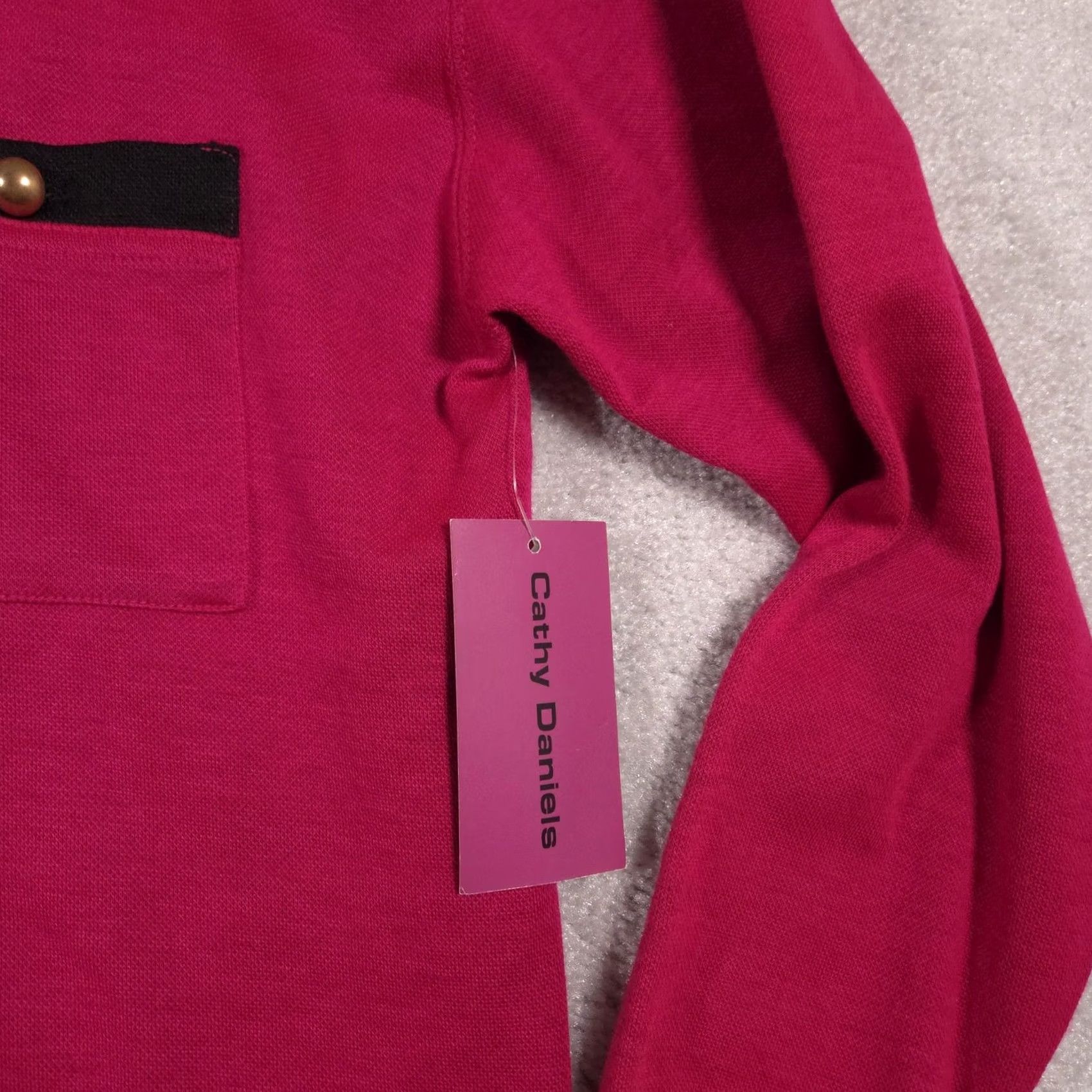 Vintage Cathy Daniels Sweater Womens Large Pink Pocket Long Sleeve NWT Pullover Crew Neck Size L / US 10 / IT 46 - 5 Thumbnail