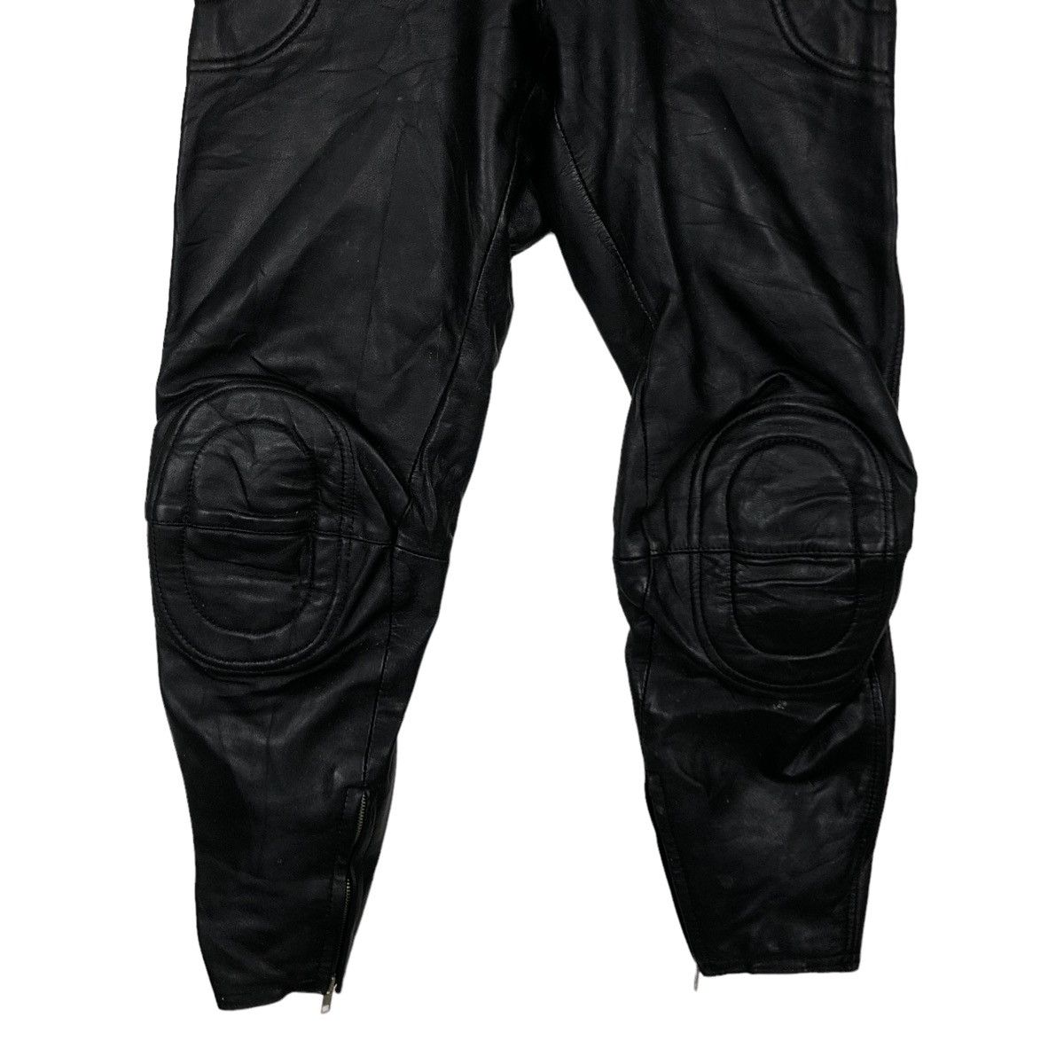 Genuine Leather 🔥VINTAGE LEATHER TROUSERS RACING PANTS SAFETY MOTOR CROSS Size US 30 / EU 46 - 4 Thumbnail