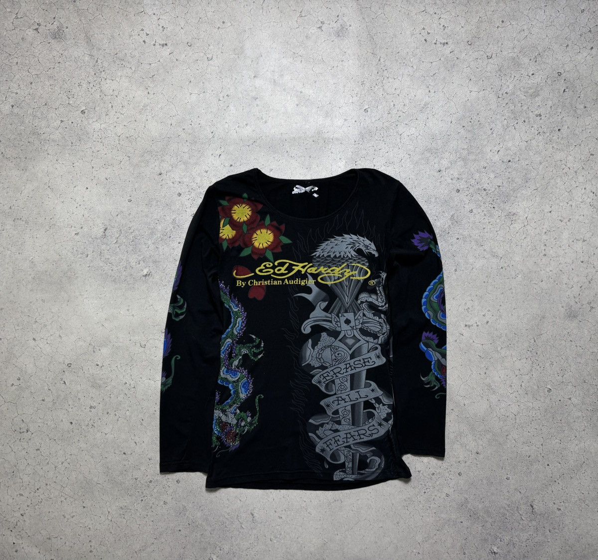 Ed Hardy Ed Hardy Christian Audigier Big Logo Over Print Longsleev Size US XS / EU 42 / 0 - 1 Thumbnail