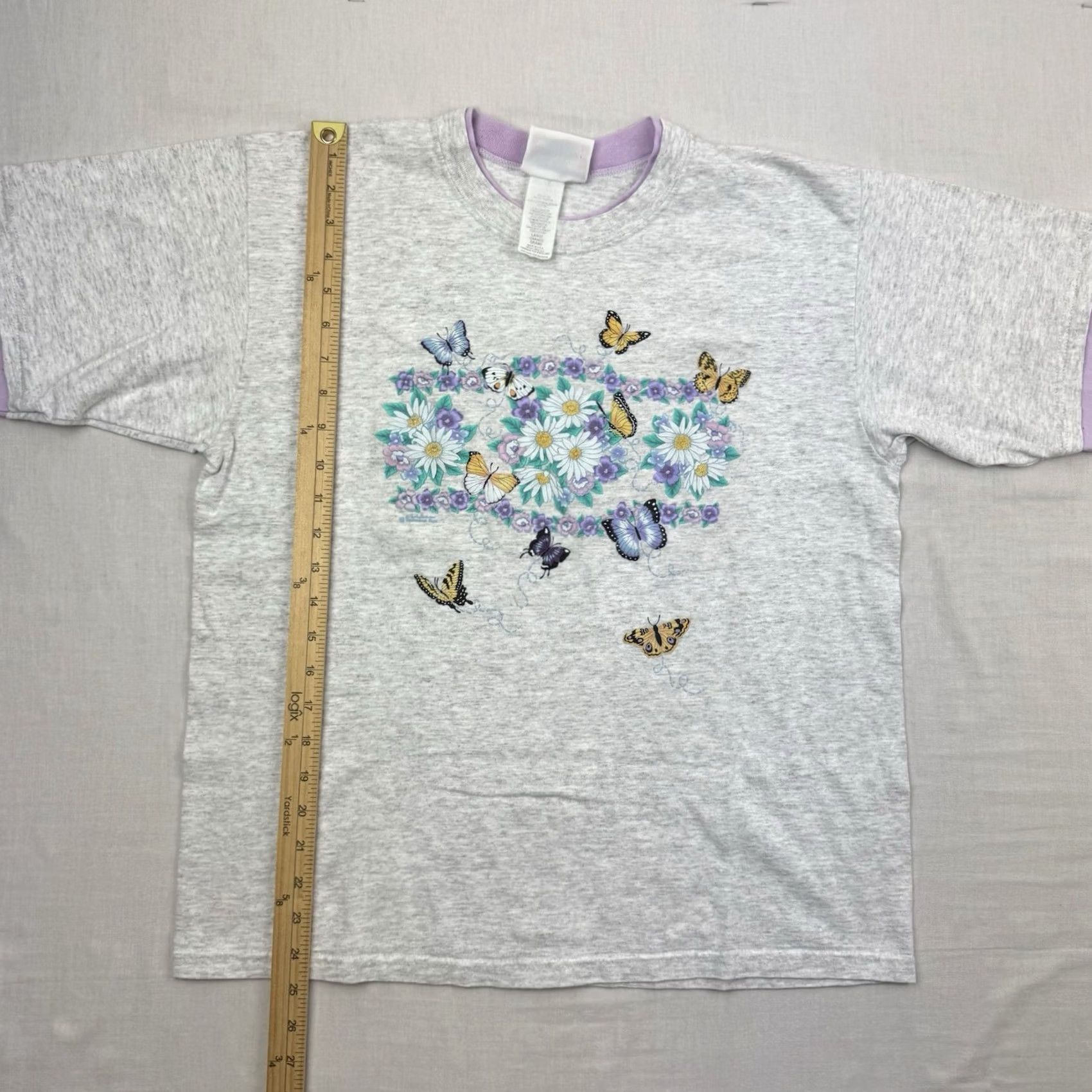 Vintage VINTAGE Morning Sun T-Shirt Womens Large Gray Cotton Butterfly Flower 90s Animals Nature Mens Women Girls Boys Size L / US 10 / IT 46 - 7 Thumbnail