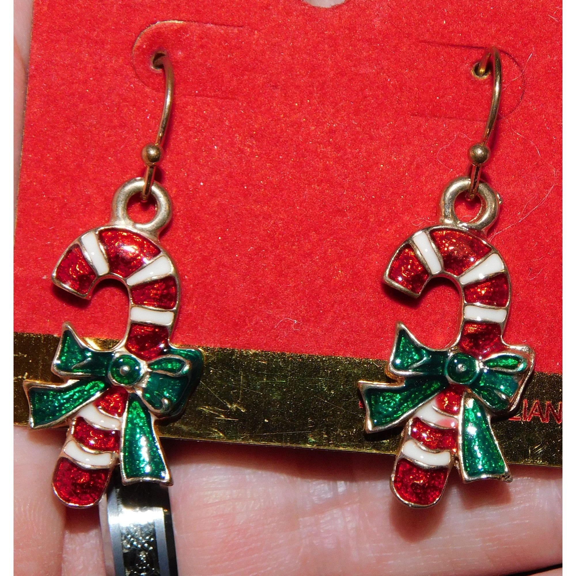 Other Candy Cane Festive Holiday Dangle Earrings Size ONE SIZE - 1 Thumbnail