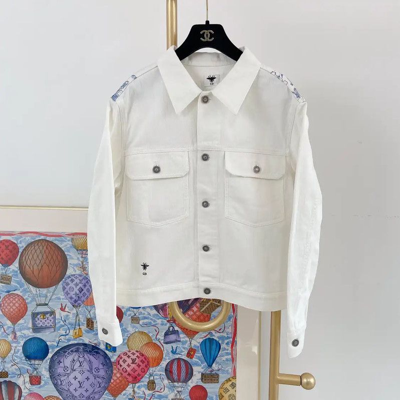 Dior Dior White Cotton Jacket for Women 0089 Size XS / US 0-2 / IT 36-38 - 1 Thumbnail