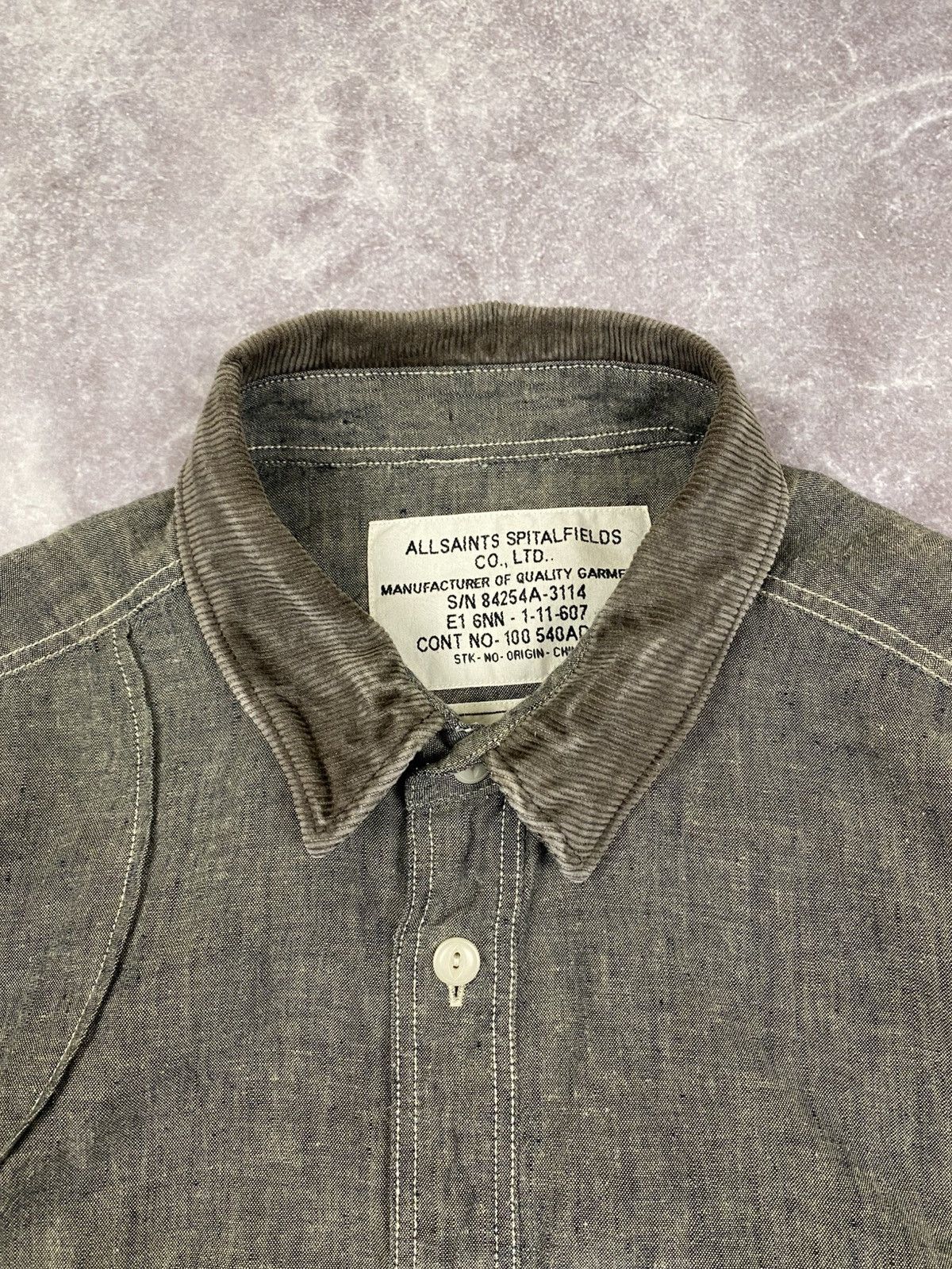 Allsaints AllSaints Linen Multi pocket Shirt with Corduroy Neck Size:S Size US S / EU 44-46 / 1 - 2 Thumbnail