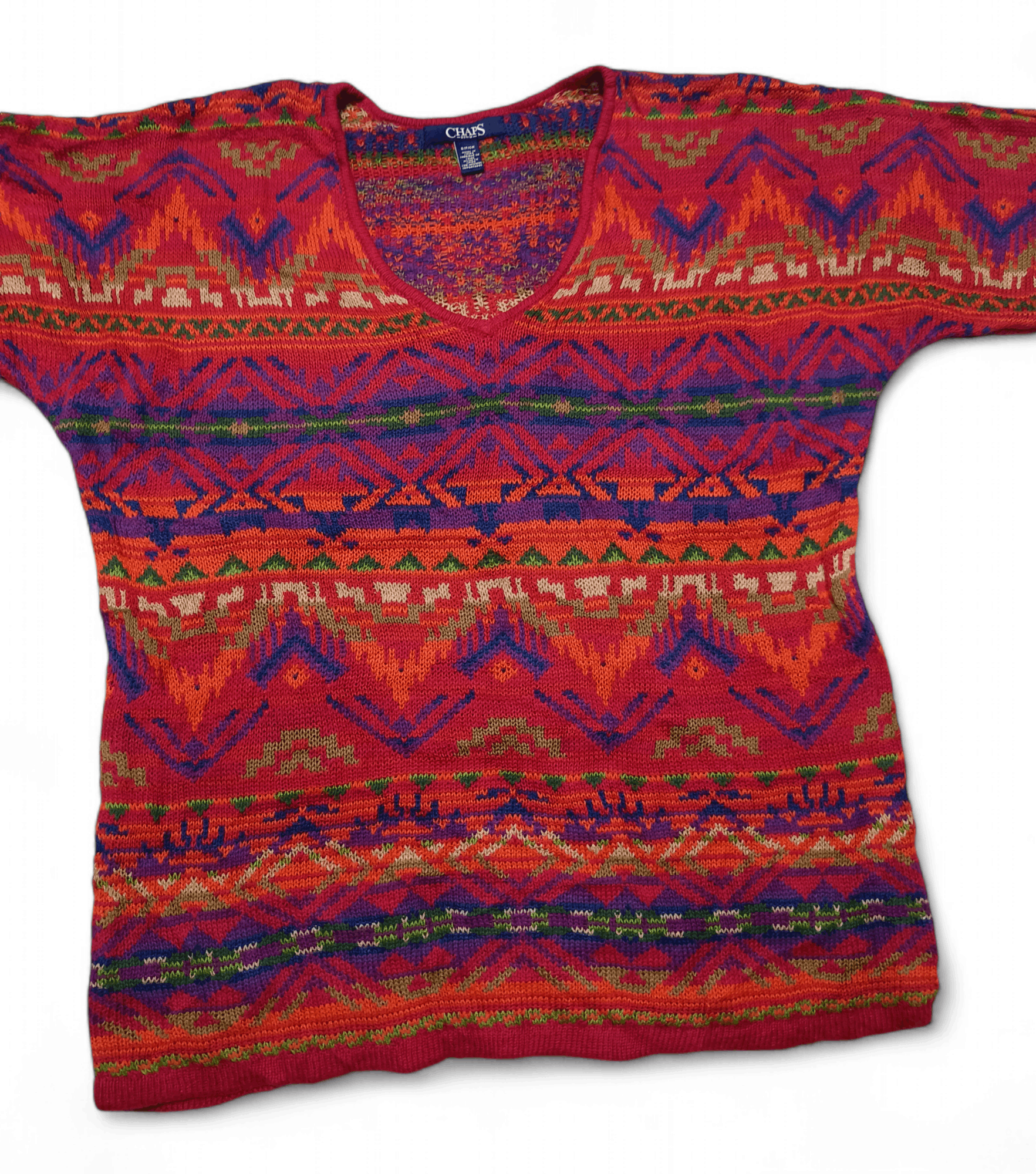Chaps Vintage 90s CHAPS Women's Aztec Ethnic Motifs Knit Shirt Size S / US 4 / IT 40 - 3 Thumbnail