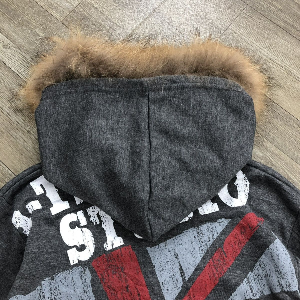 20471120 Grunge Batsu Studio Union Jack Skulls Lgb Style Fur Hoodie Size US S / EU 44-46 / 1 - 13 Thumbnail
