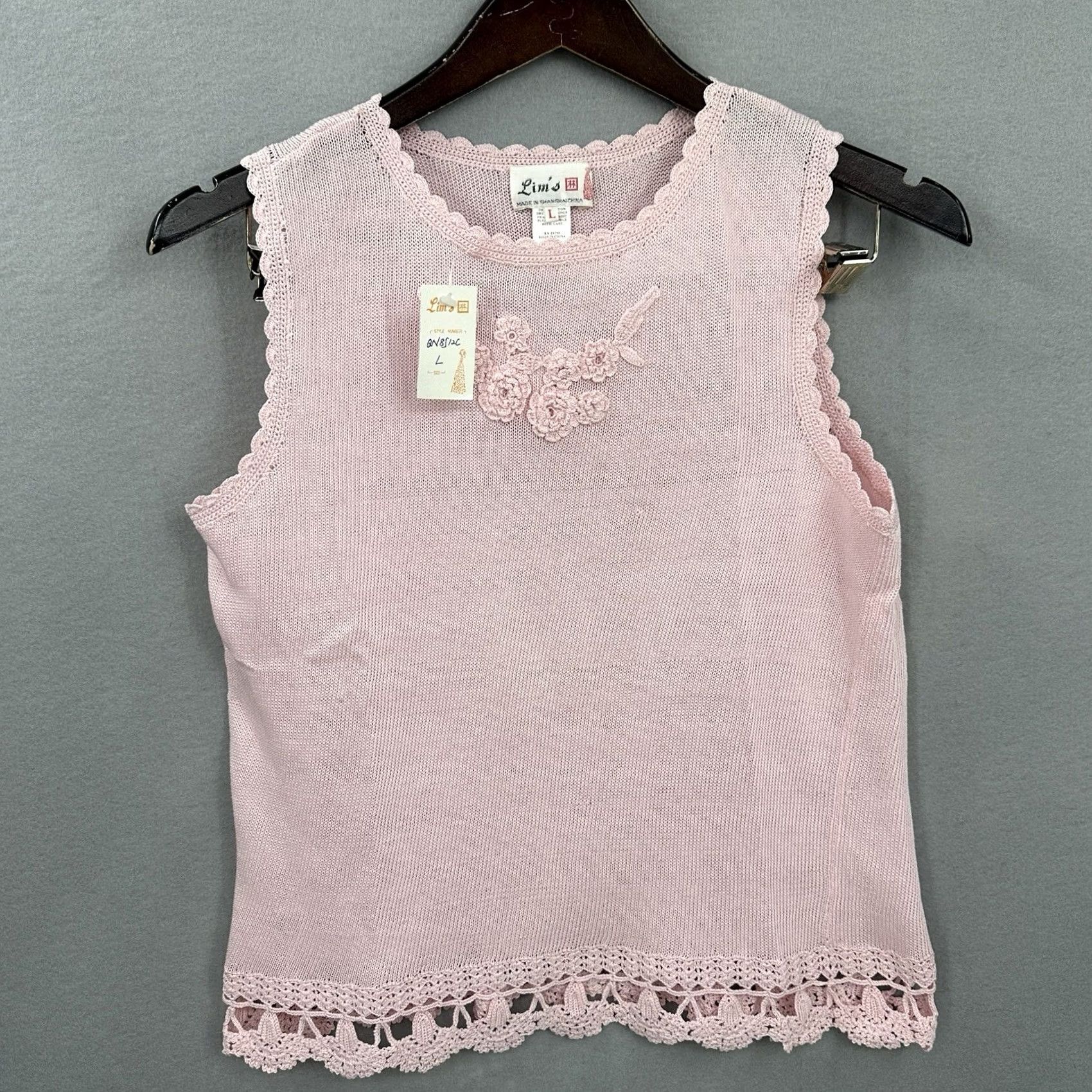 Pinko VINTAGE LIM'S Sweater Vest Womens L Floral 3D Appliqué Crochet Knit Pink Y2K Size L / US 10 / IT 46 - 2 Thumbnail