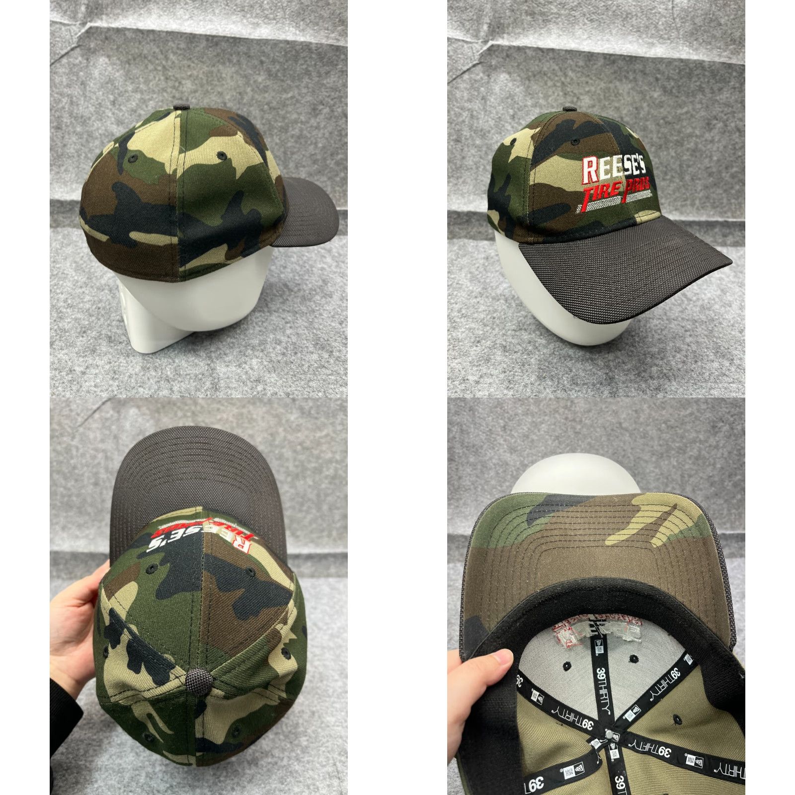 New Era New Era Hat Cap Fitted Adult M Green Camouflage Poly Blend 39Thirty Reese's Tire Pros Fashion Hat Mens Summer 90s Auto Repair Cars Outdoor Men Size ONE SIZE - 8 Thumbnail