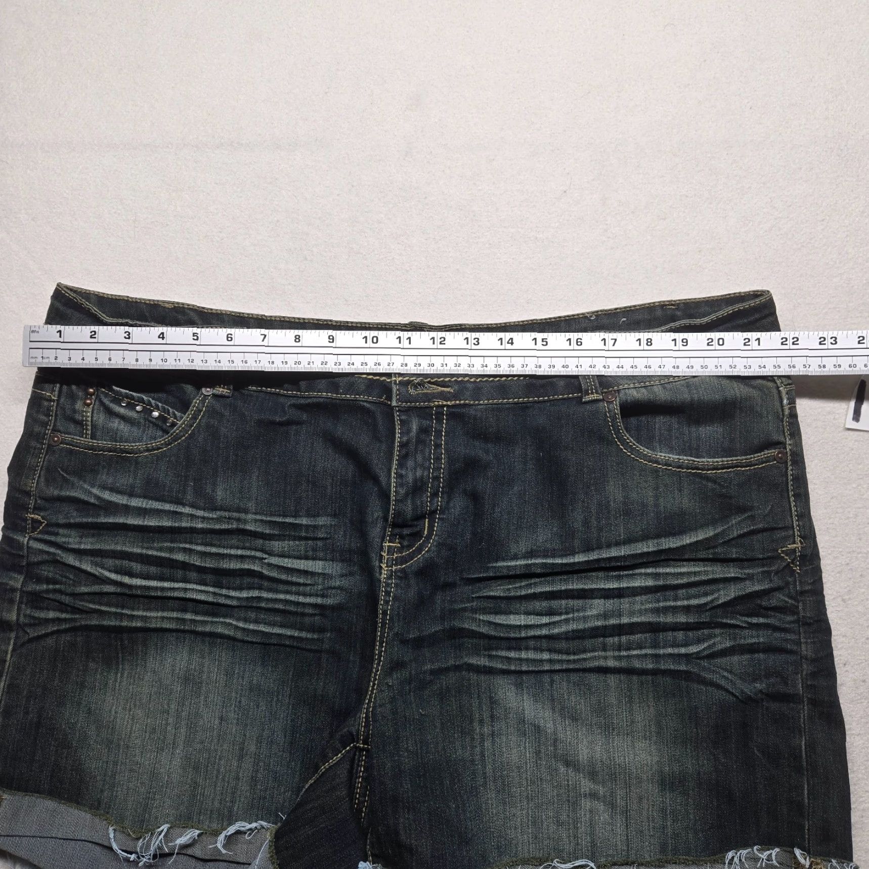 Denime 1st Kiss Denim Shorts Womens Size 24 High Rise Button Closure Blue Pant? Size 42" / US 20 - 3 Thumbnail