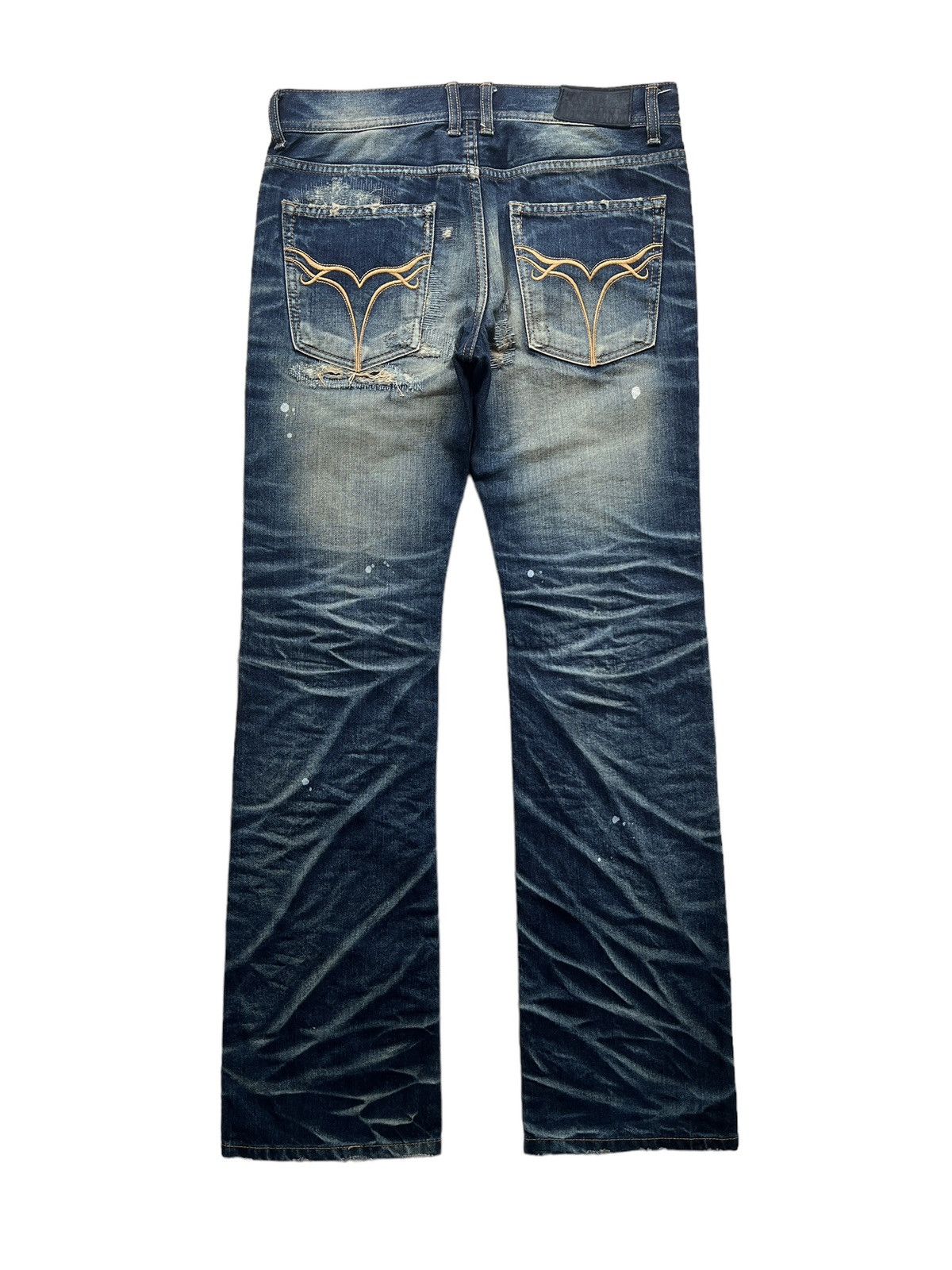 JACKROSE Jackrose 🇯🇵 Distressed Claw Mark Flare Denim Size US 33 - 3 Thumbnail