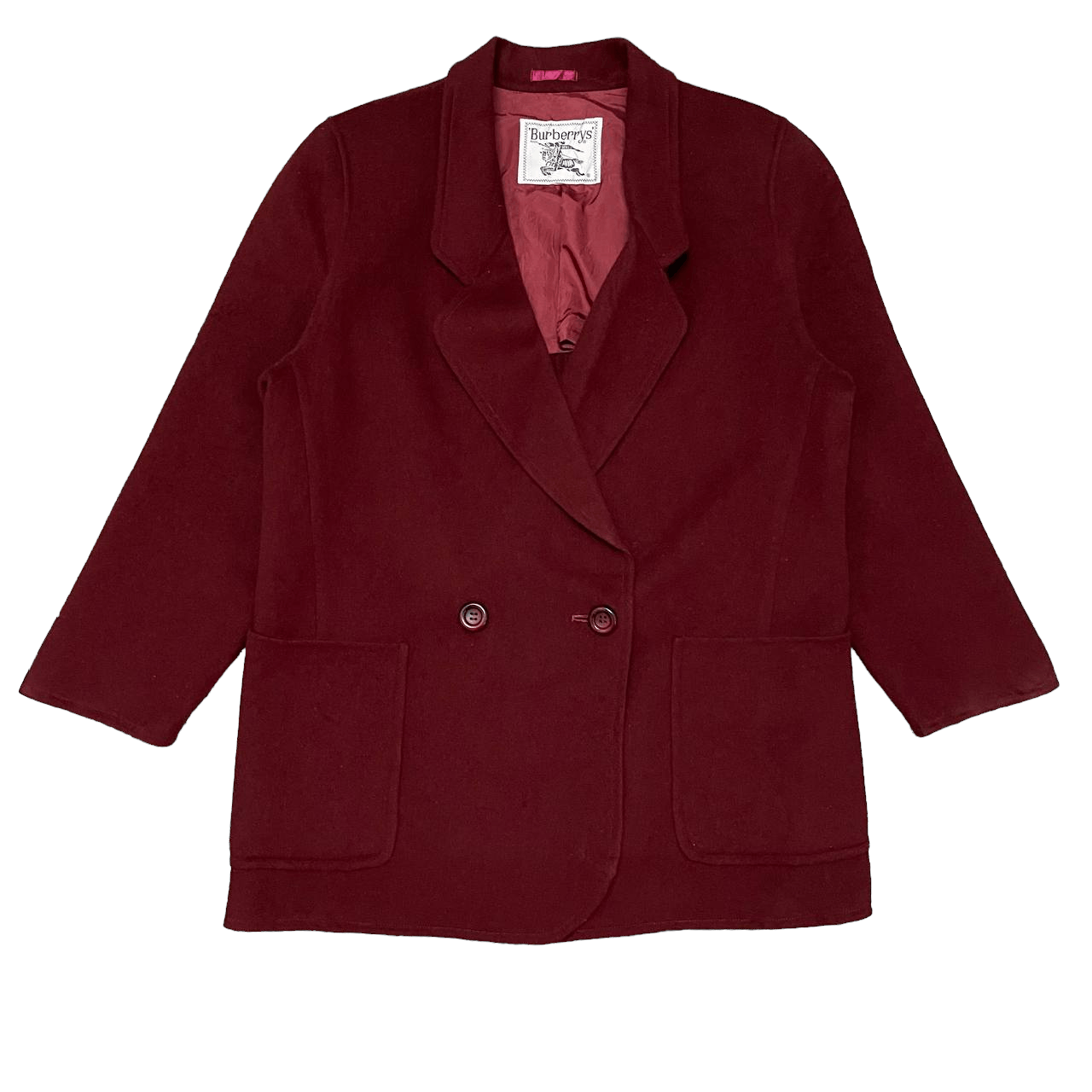 image of Vintage 90's Burberry Wool Coat in Red, Men's (Size Medium)