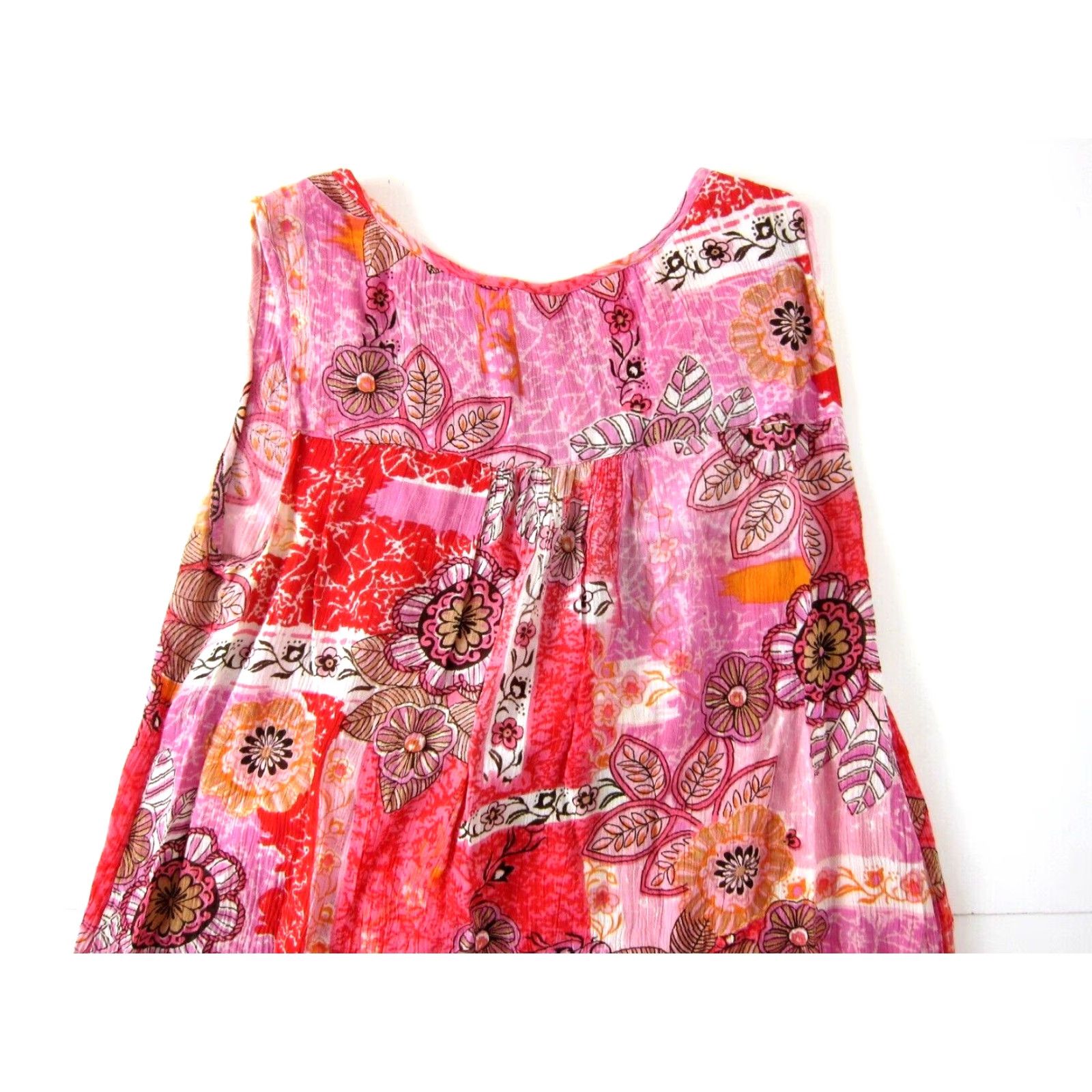 Vintage Forbidden 100% Rayon Pink Floral Beaded Tunic Tank Sun Dress Small Womens Size S / US 4 / IT 40 - 5 Thumbnail