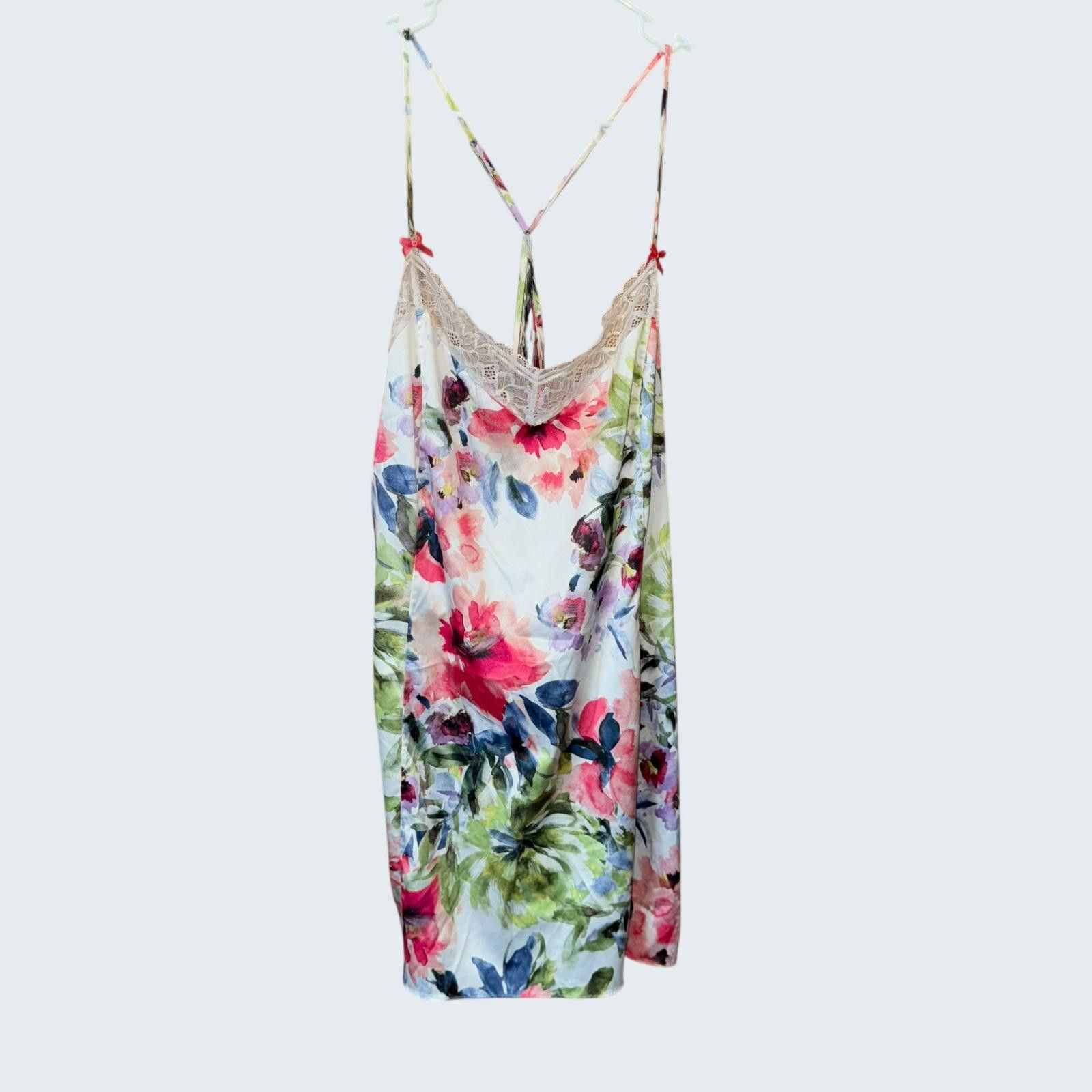 Other Cacique Floral Lace Trim Chemise Nightgown Satin 18/20 Size ONE SIZE - 1 Thumbnail
