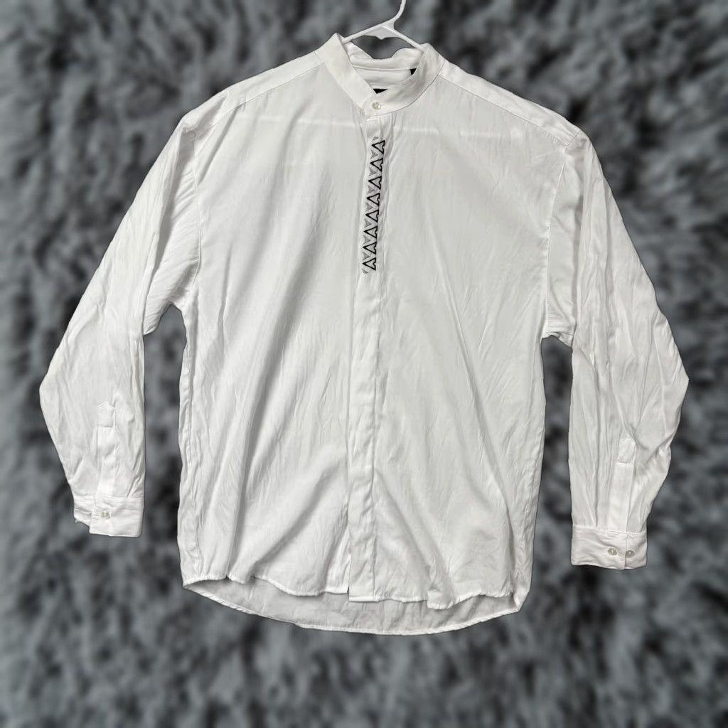 Vintage Maurices Blouse White Embroidered Button-Up Long Sleeve Women M Medium Office Chic Size M / US 6-8 / IT 42-44 - 1 Thumbnail