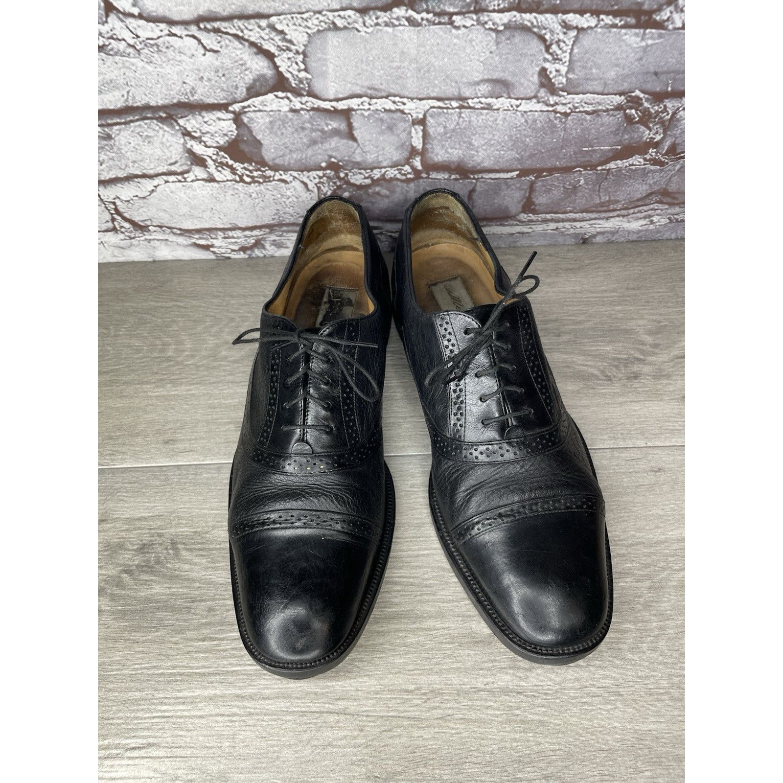 Mezlan Mezlan Marque Black Leather Deerskin Cap Toe Brogue Oxfords Size US 11 / EU 44 - 22 Thumbnail
