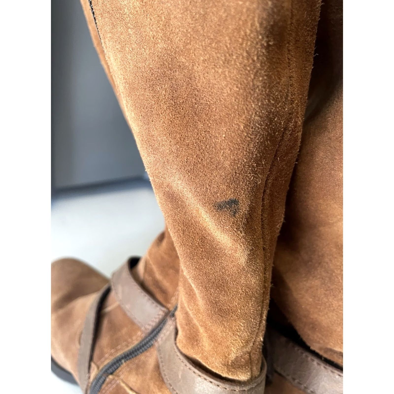 Vintage B.O.C. Women Knee High Boots Brown Suede Cowgirl Buckles Winter Fall Zip 6 Size US 6 / IT 36 - 6 Thumbnail