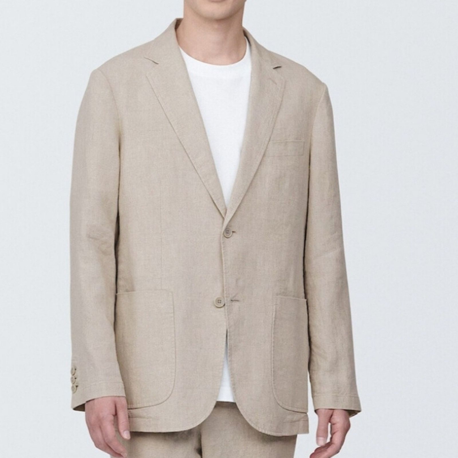 Muji MUJI JACKET, 100% LINEN, COLOR NATURAL,MEN L, RETAIL $119.90 Size US L / EU 52-54 / 3 - 1 Thumbnail