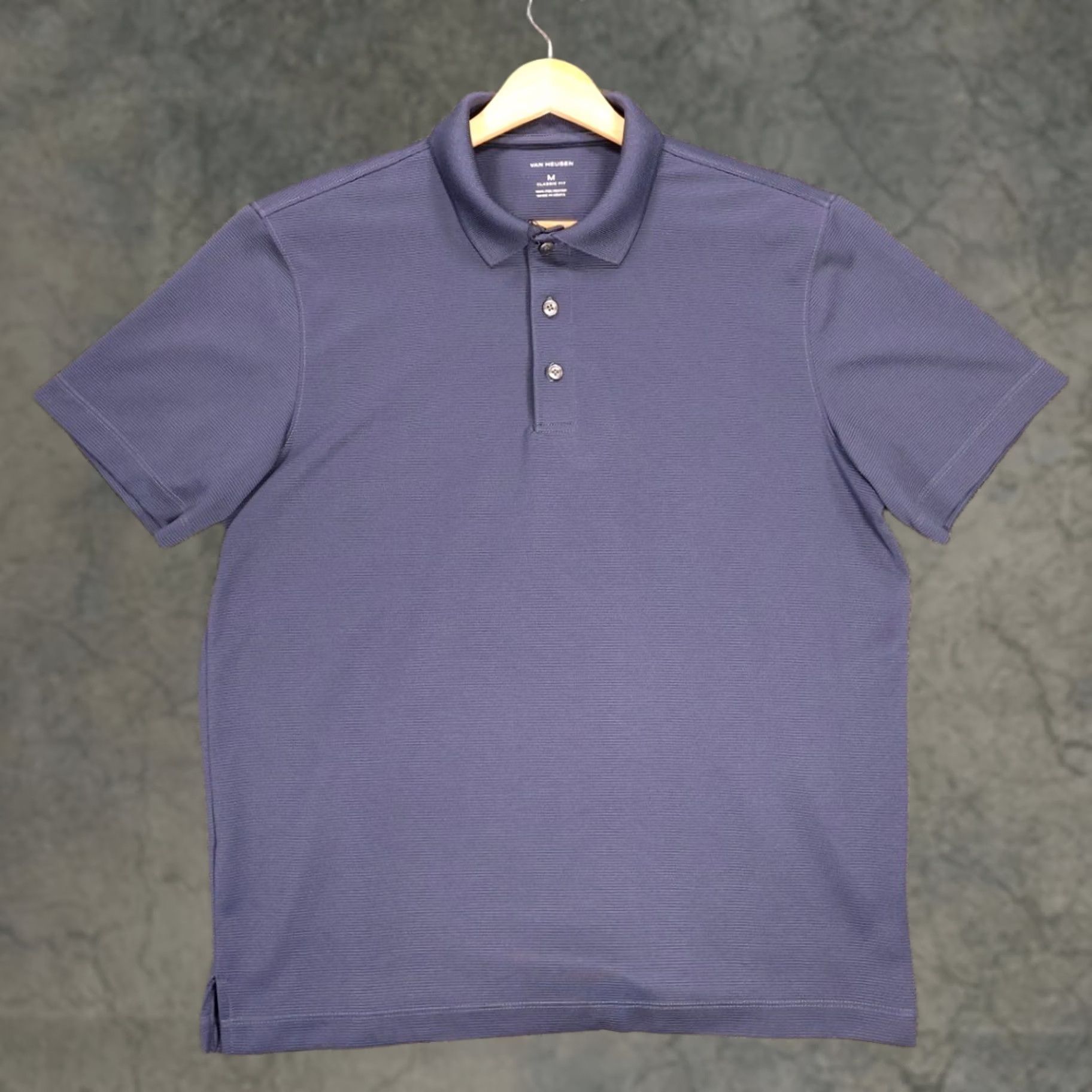 Van Heusen Van Heusen Polo Mens M Blue Excellent Classic Fit Short Sleeve Textured Size US M / EU 48-50 / 2 - 1 Thumbnail