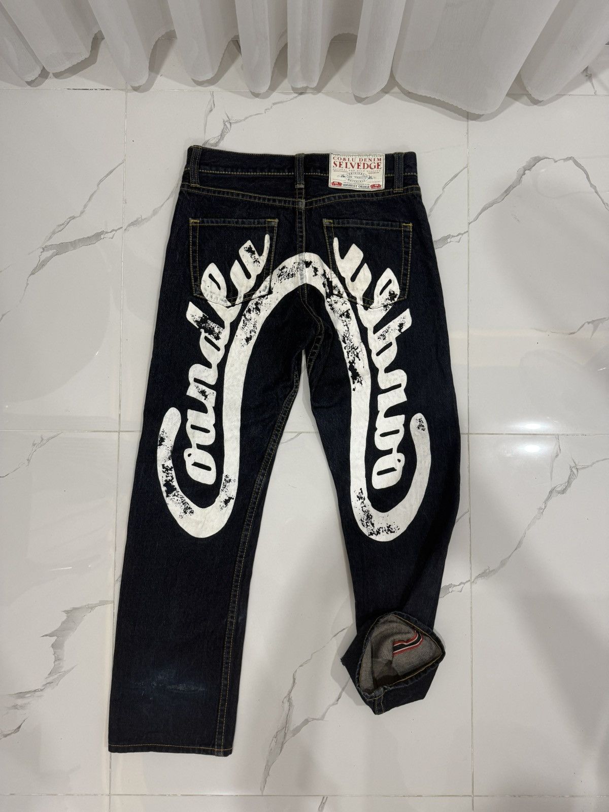 Japanese Brand 00’s CO & LU SELVEDGE RARE JAPAN BAGGY DISTRESSED JEANS Size US 32 / EU 48 - 6 Thumbnail