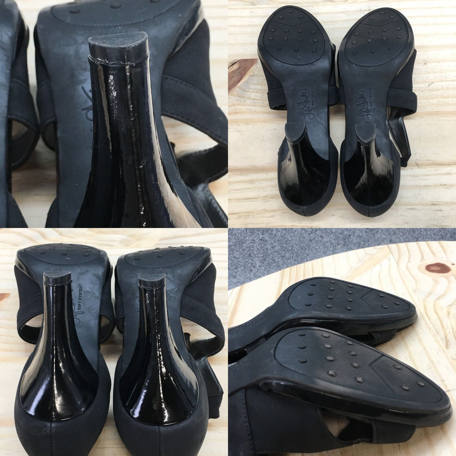 Vintage LifeStride Heels Womens 10 M Pump Black Cut Out Peep Toe Slip On Cone Heels Size US 10 / IT 40 - 8 Thumbnail
