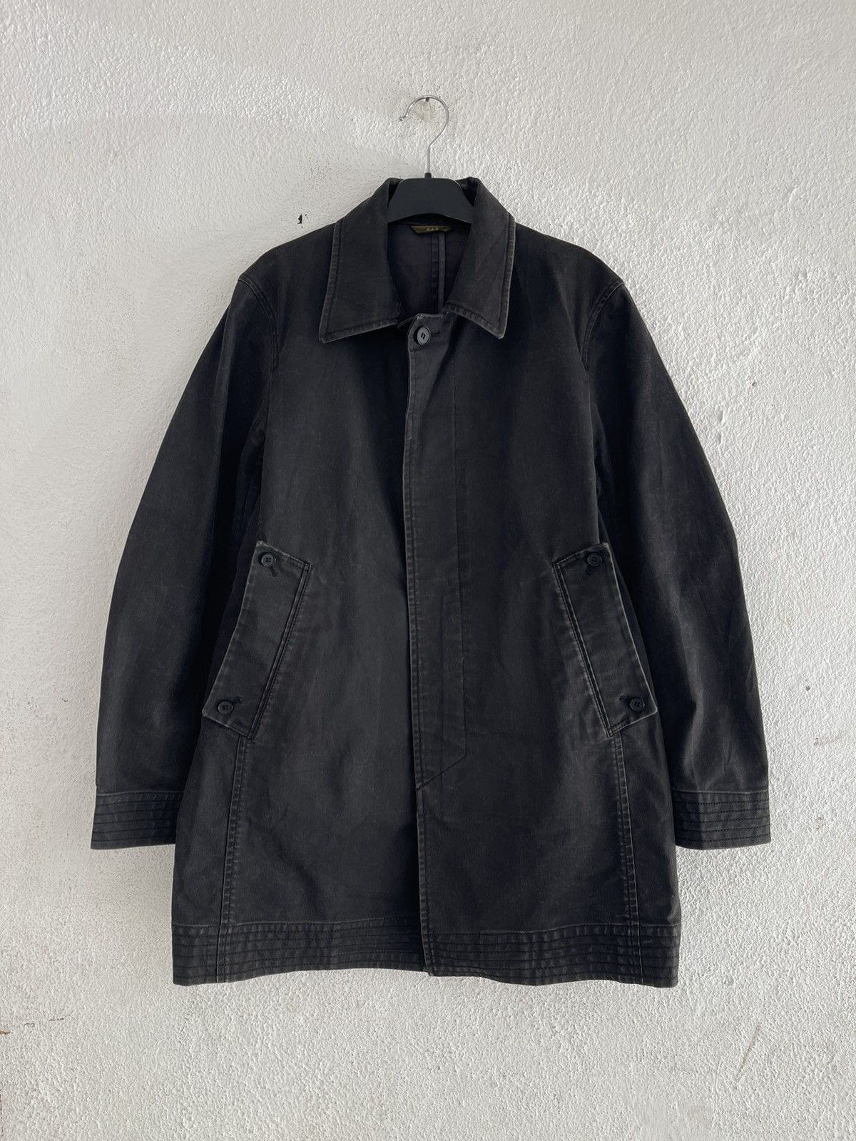 Yohji Yamamoto AAR Yohji Yamamoto Heavy Duty Long Jacket Washed Black Size US M / EU 48-50 / 2 - 1 Thumbnail