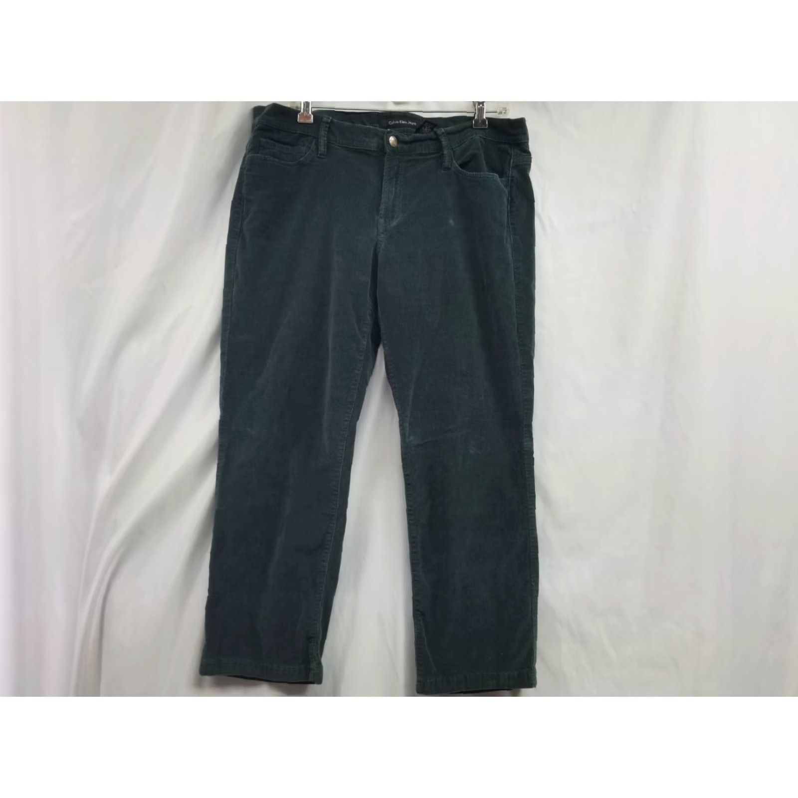 Calvin Klein Calvin Klein Women's Jeans Straight Corduroy Green Size 14 90s Button Dark Jeans Corduroy 100% Cotton Regular Women Size 36" / US 14 / IT 50 - 2 Thumbnail