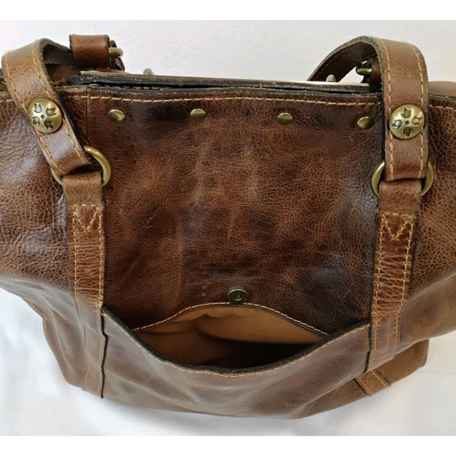 Patricia Nash Patricia Nash Leather Tote Bag Brown Purse Brass Hardware Size ONE SIZE - 9 Thumbnail
