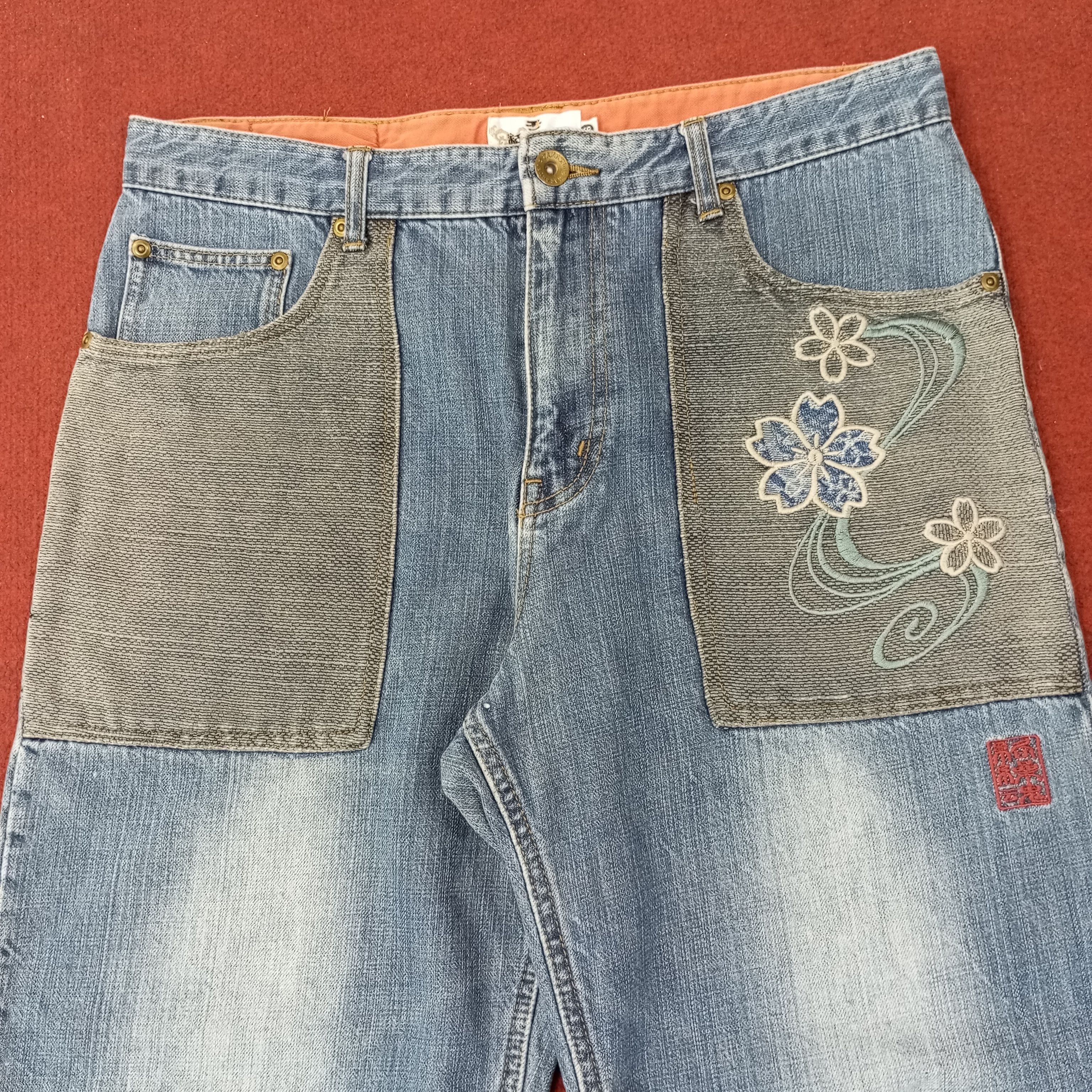 Vintage Karakuri Tamashi Japanese Brand Fashion Style Jeans c252n29 Size US 33 - 2 Thumbnail