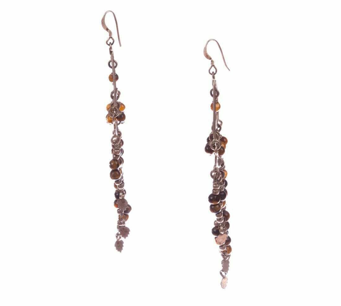 Designer Sterling Silver Tiger Eye Chandelier Dangle Earrings Size ONE SIZE - 3 Thumbnail