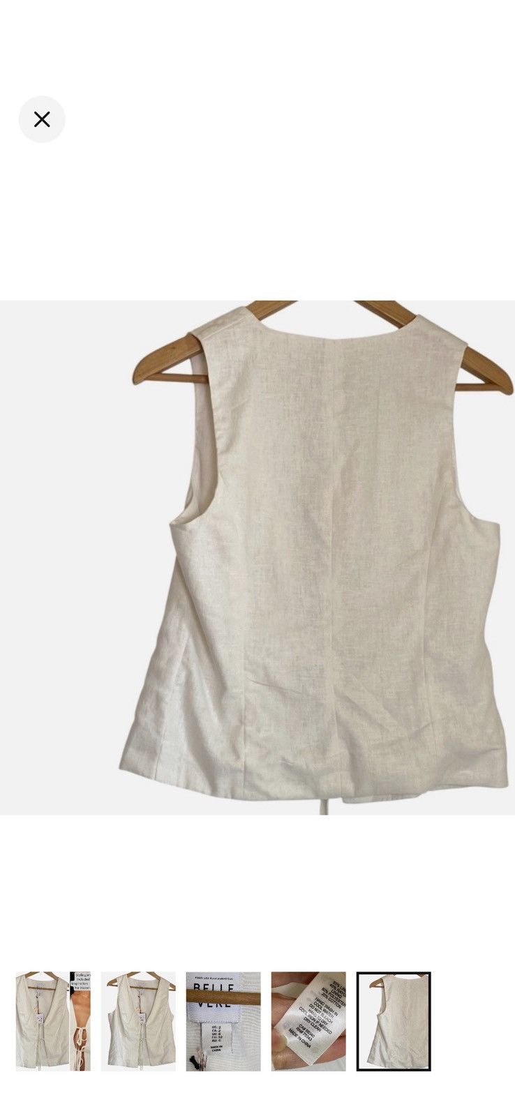 Anthropologie NWT Anthropologie Belle Vere Tie Front Vest Top Linen Blend Size XS / US 0-2 / IT 36-38 - 5 Thumbnail
