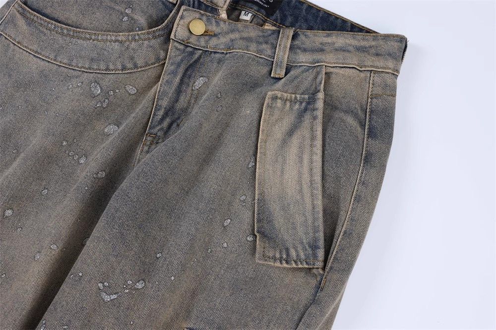 Japanese Brand × Jean Men's street washed distressed splatter straight cargo jeans Size US 32 / EU 48 - 4 Thumbnail