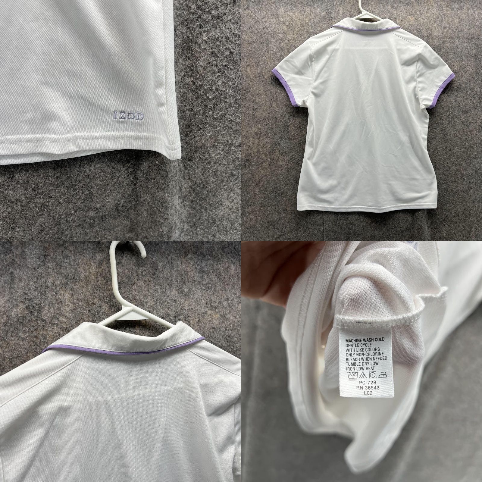 Izod VINTAGE Izod Polo Shirt Women Large Ladies White Purple Athletic Polyester Spandex Size L / US 10 / IT 46 - 8 Thumbnail