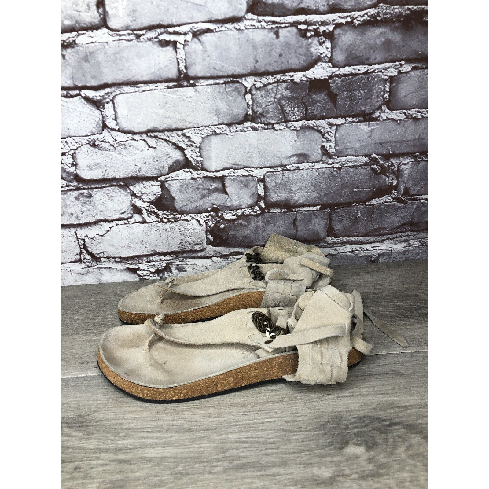 Free People Free People Grey Suede Leather Collins Thong Chain Strappy S Size US 6 / IT 36 - 19 Thumbnail