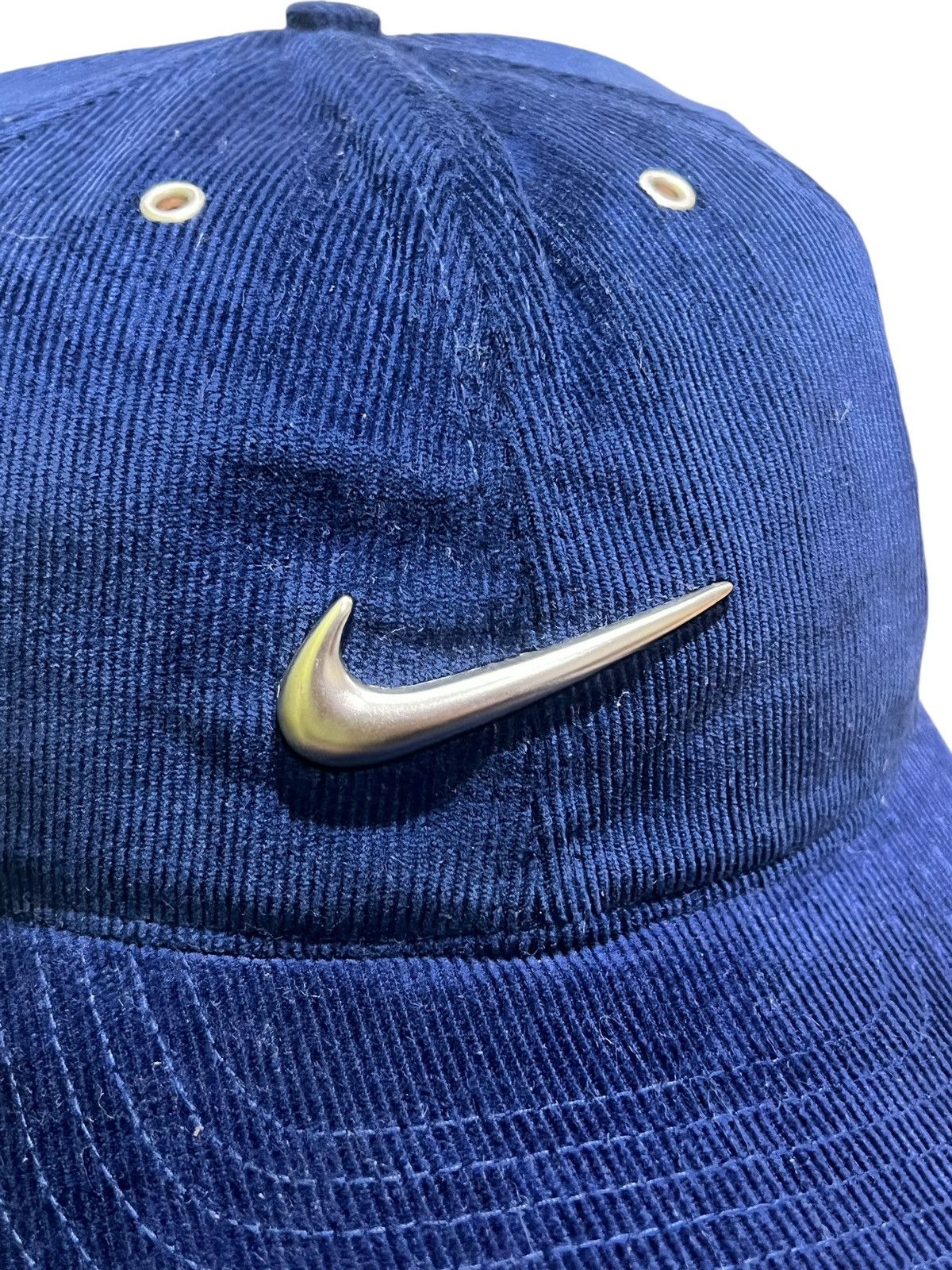 Nike × Vintage Vtg 90's Metal Swoosh Corduroy Cap Size ONE SIZE - 2 Thumbnail