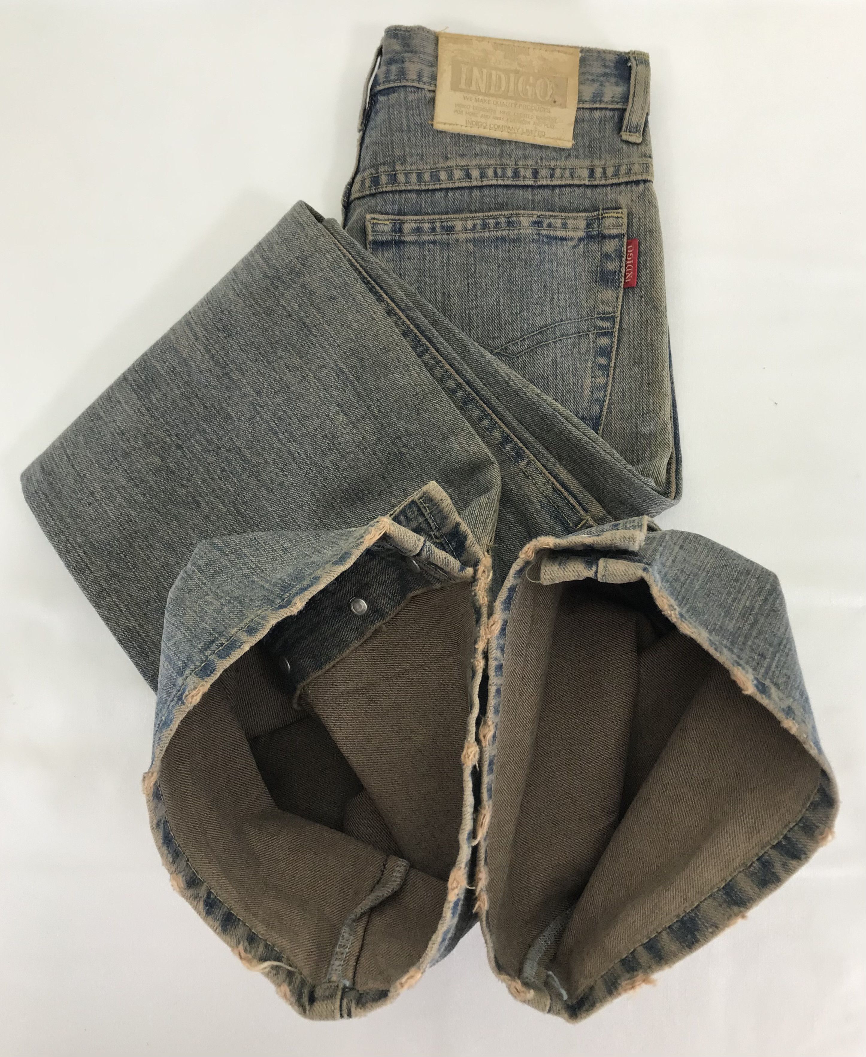 Indigo Vintage Indigo Mud Wash Button Leg Flare Jeans Size 25" / US 0 / IT 36 - 13 Thumbnail