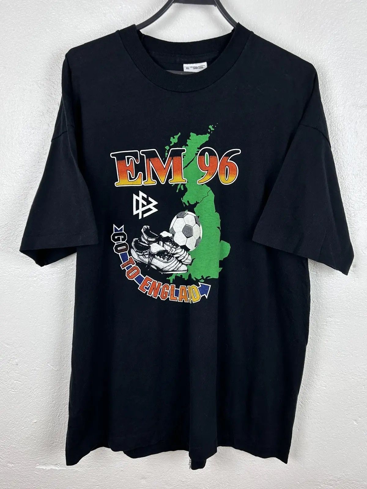 Vintage 90s Vintage Germany DFB 1996 World Cup Single Stitch T-Shirt Size US XL / EU 56 / 4 - 1 Thumbnail