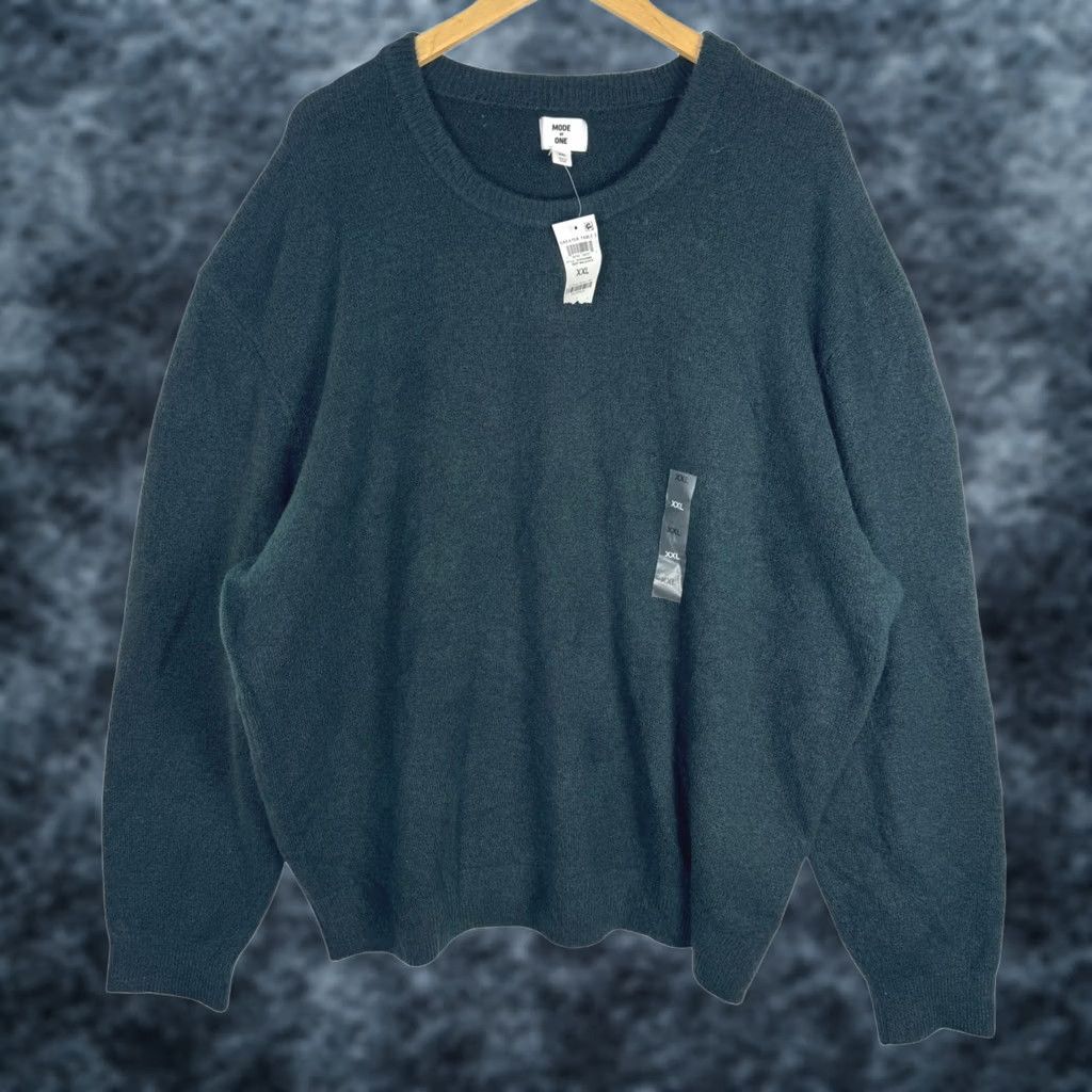 Vintage Mode of One Mens Relaxed Fit Sweater Crew Neck All Seasons XXL Deep Malachite Green Knit Pullover Casual Holiday 2XL Size US XXL / EU 58 / 5 - 1 Thumbnail